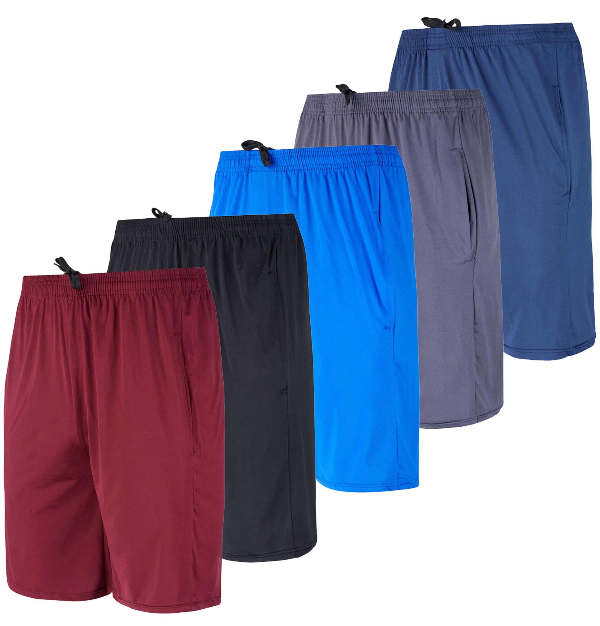 5 Pack Men's Quick Dry Athletic Shorts - Breathable Workout Running Gym Shorts with Pockets for Sports & Casual Wear | Bulk Pack for Active Lifestyle