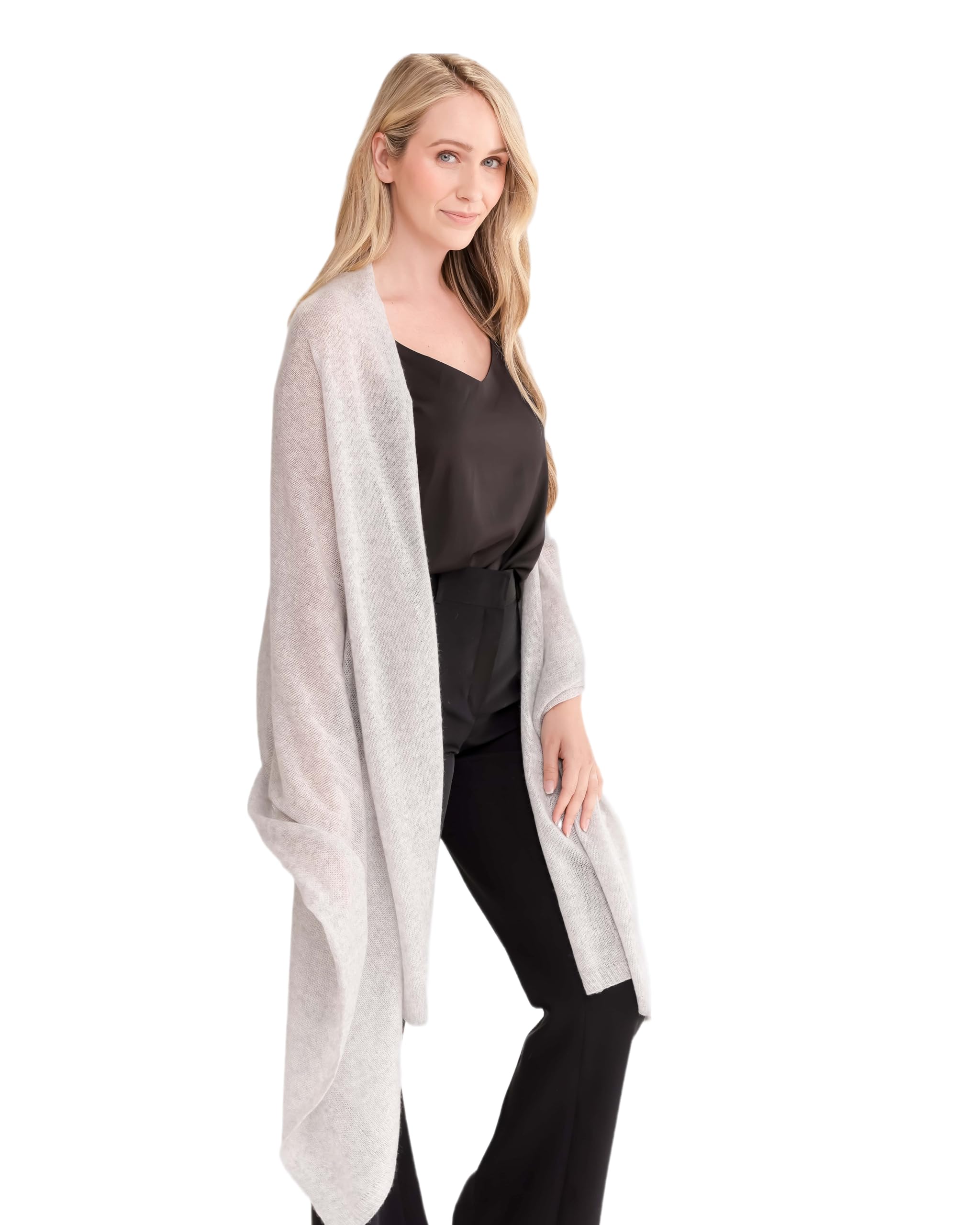 100% Pure Cashmere Lightweight Travel Wrap Shawl - Soft & Warm for Airplane, Office, and Home Use