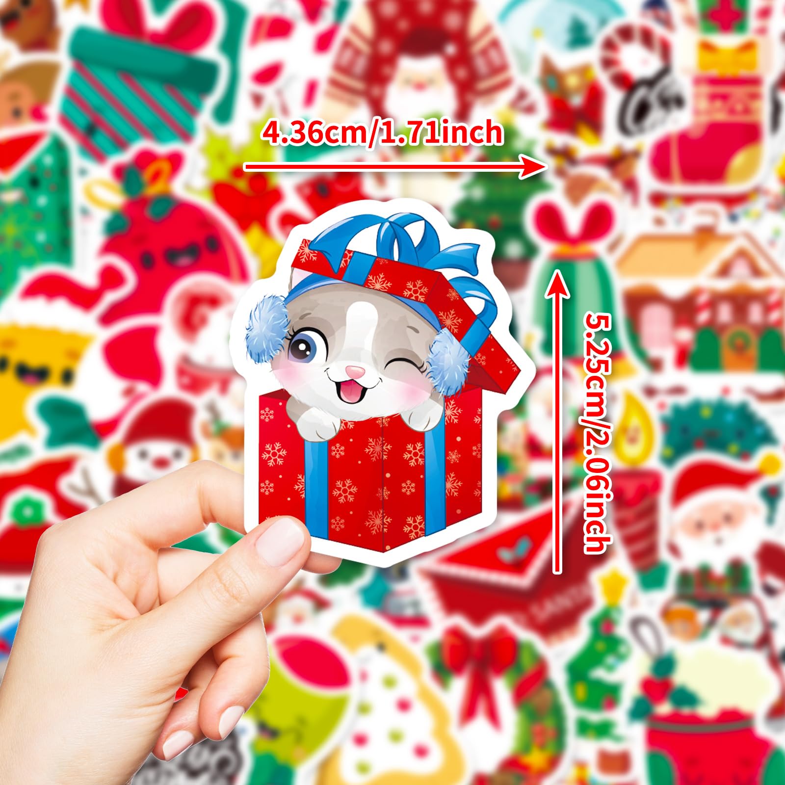 100pcs Christmas Stickers for Kids - Waterproof Vinyl Holiday Decorations, Non-Repeating Designs for Party Favors, Gifts & Scrapbooking | Perfect for Christmas Cards, Gift Wrapping & DIY Crafts