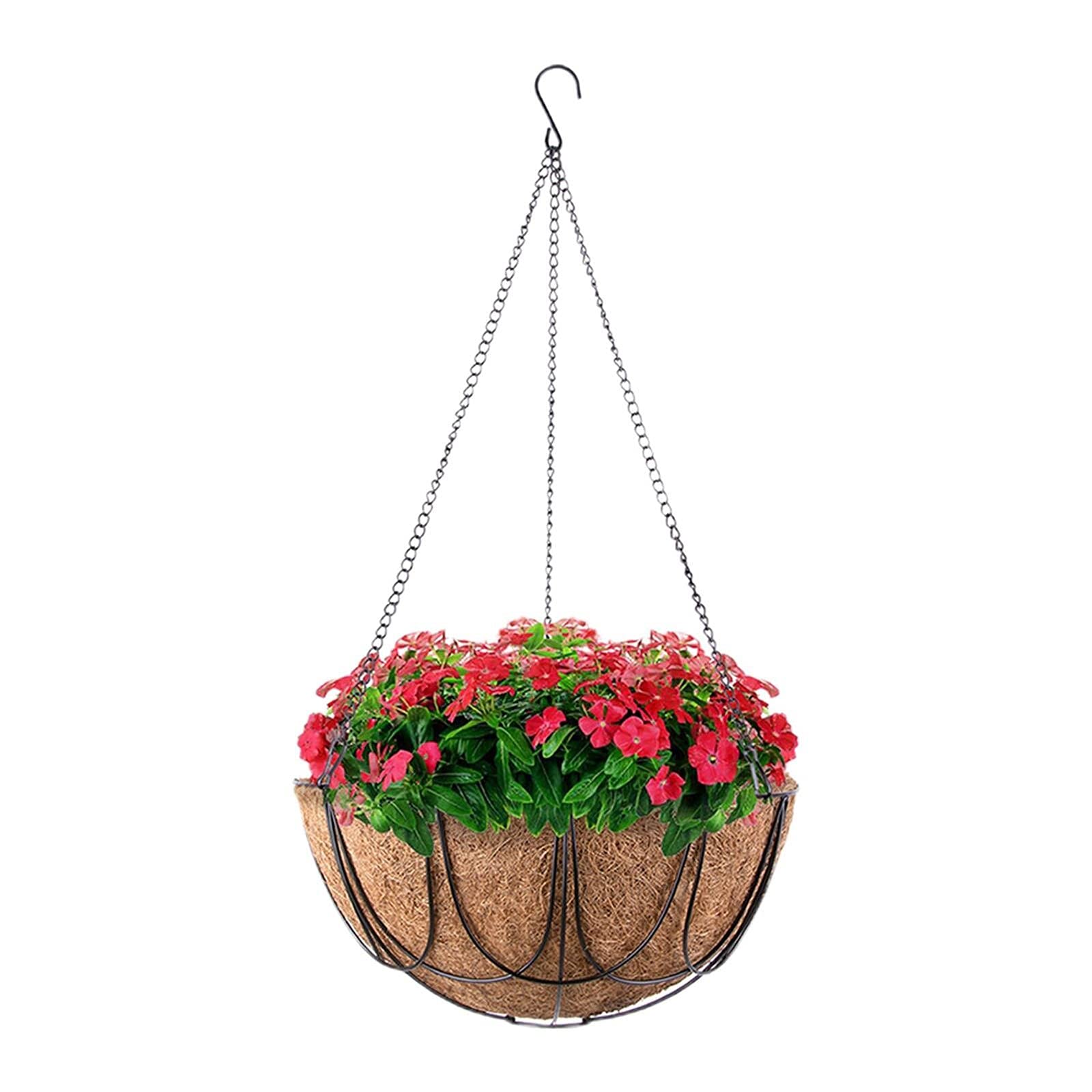 Metal Hanging Planters for Indoor Outdoor Use - 12 Inch Wall Flower Pots with Hanger, Planting Basket Vase for Green Plants (4 Pack) - Perfect for Home, Garden, Balcony & Patio Decor