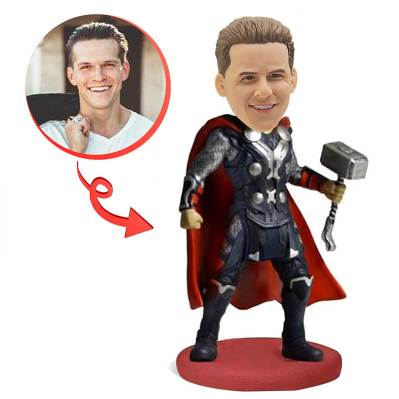 Custom Thor Bobblehead for Dad - Personalized Norse God Collectible Gift for Father's Day, Birthday & Office Decor - Perfect for Superhero Fans & Marvel Lovers