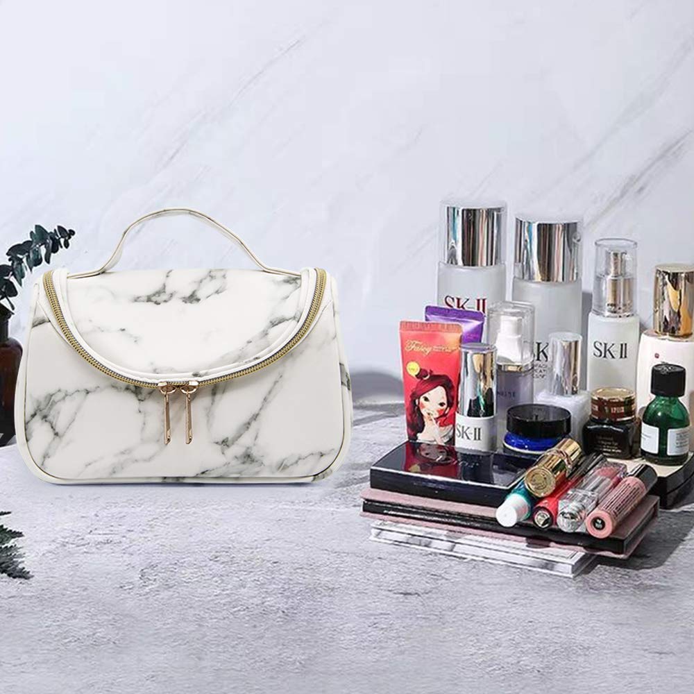 3 Pack Waterproof Marble Makeup & Toiletry Travel Bags - Portable Cosmetic Organizer for Women & Girls | Perfect for Travel, Gym, and Daily Essentials Storage