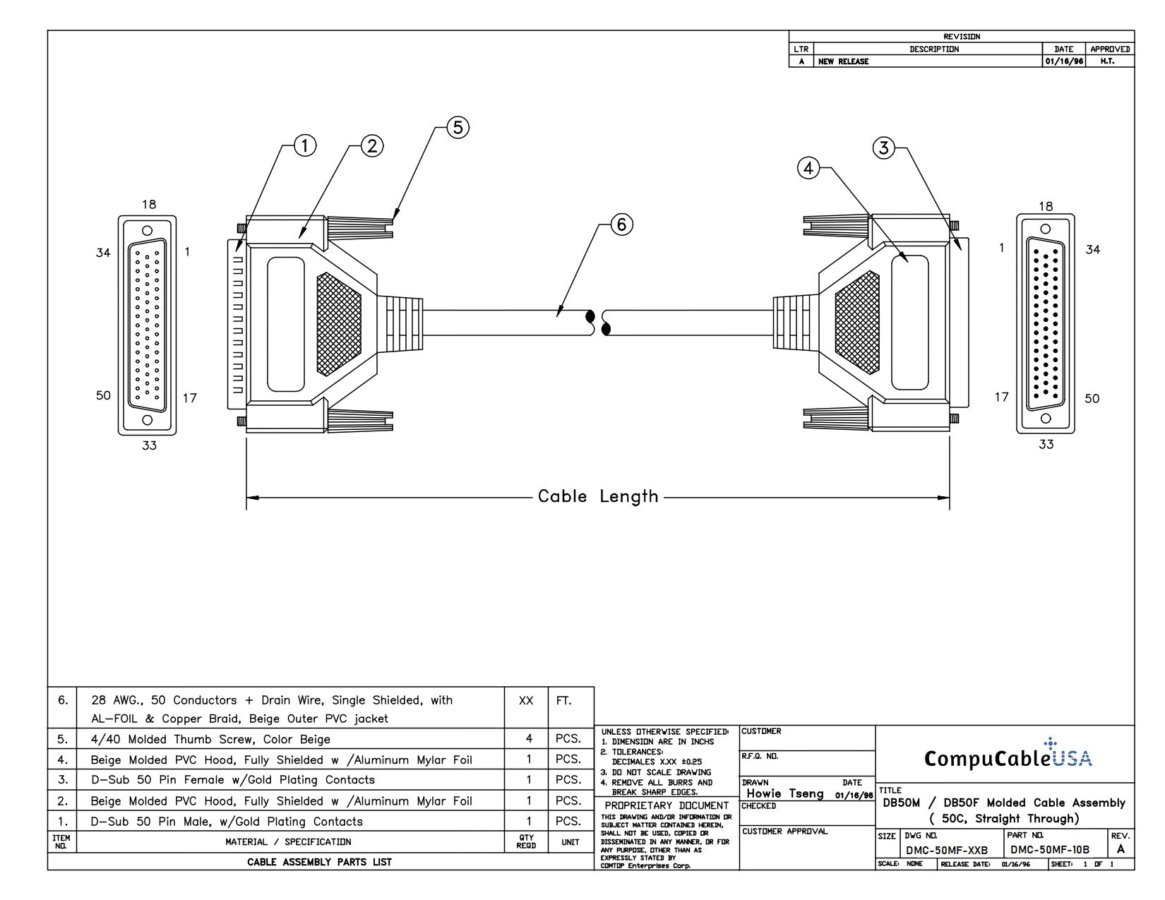 Shielded SCSI Serial Cable DB50 to DB50 Male to Female 10FT - High-Speed Data Transfer for Servers, Storage & Industrial Equipment