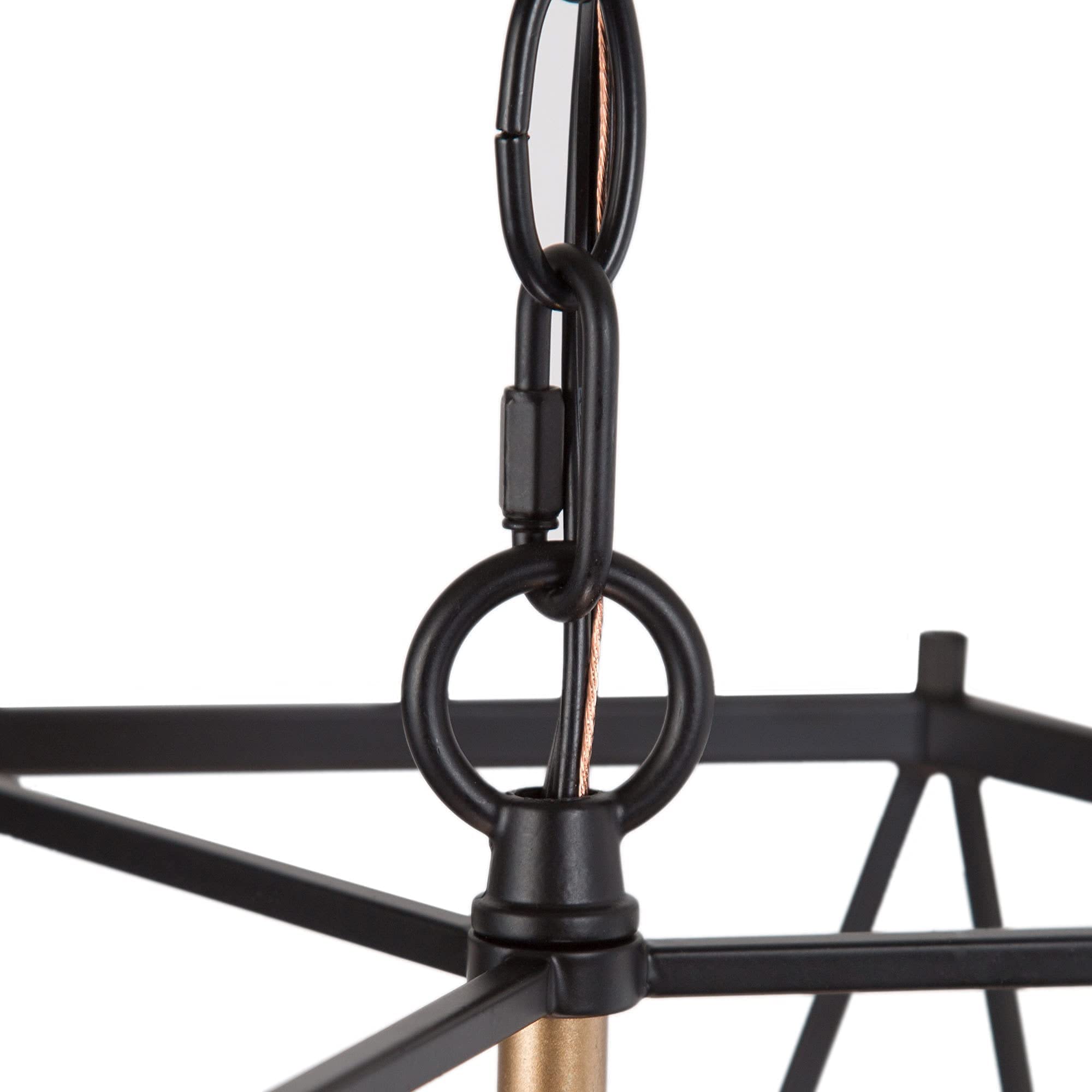 Durent Lighting Black and Gold Chandelier - Modern 4-Light Cage Chandelier Fixture for Dining Room, Bedroom, Living Room, Kitchen Island & Foyer | Elegant Lighting for Home Decor, Wedding & Restaurant Ambiance