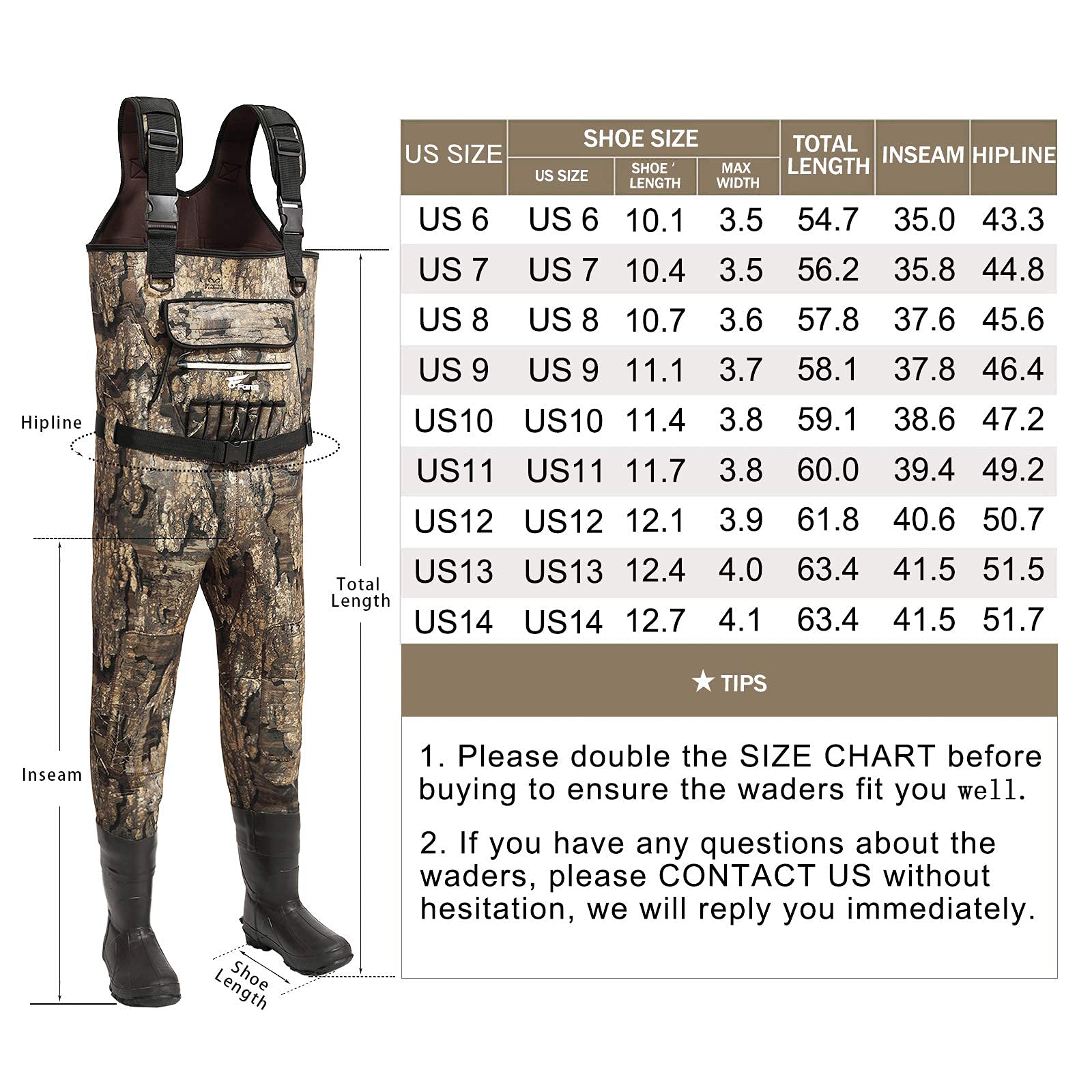 **8 Fans Chest Waders for Men - 600G Insulated Waterproof Neoprene Bootfoot Hunting Waders (Realtree Timber Camo) - Ideal for Duck Hunting, Fishing & Outdoor Adventures**