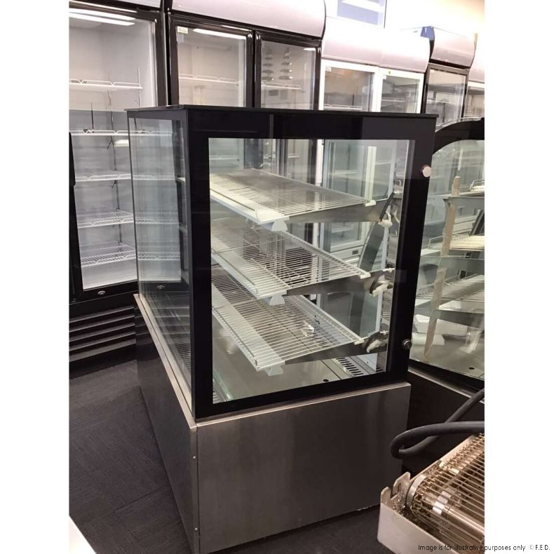 Bonvue Black Trim Square Glass Cake Display Stand with 2 Shelves - SSU120 2XB QLD234 - Perfect for Bakery Showcase, Dessert Display & Party Serving