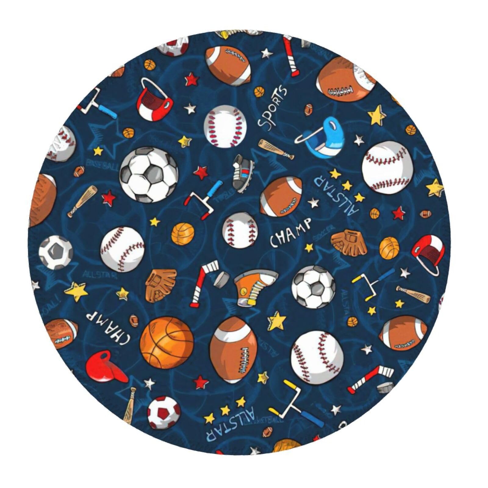 8-Inch Round Smooth Surface Mouse Pad for Baseball Basketball Football Hockey Fans - Perfect for Office, Home, and Gaming Setup - Non-Slip Computer Mousepad for PC & Laptop