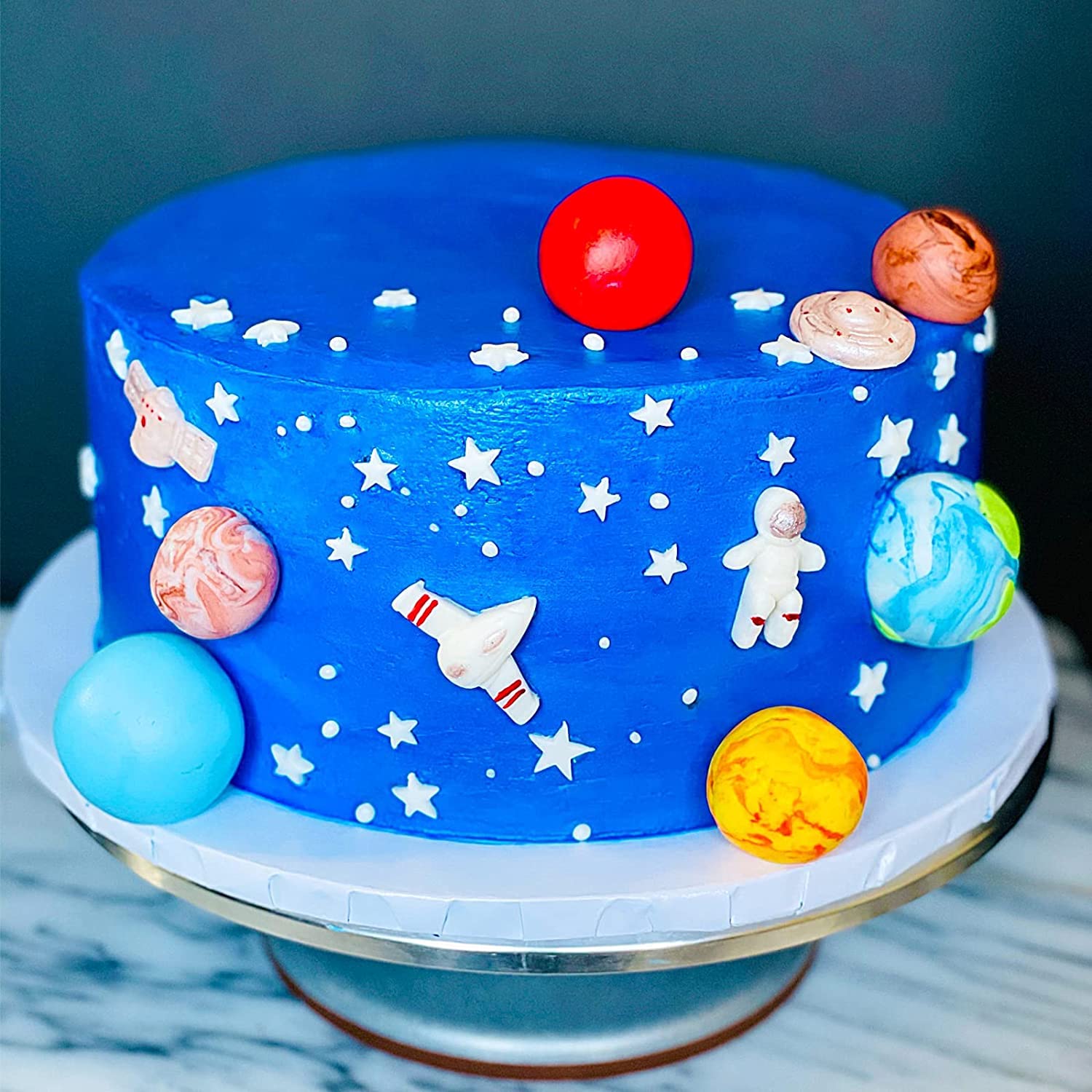 Space Theme Silicone Mold Set - Astronauts, Rockets & Planets for Chocolate, Candy, Cupcake, Fondant Cake Decorations | DIY Baking & Crafting Tools | Perfect for Birthday Parties, Baby Showers & Space-Themed Events (White, SAP-11)