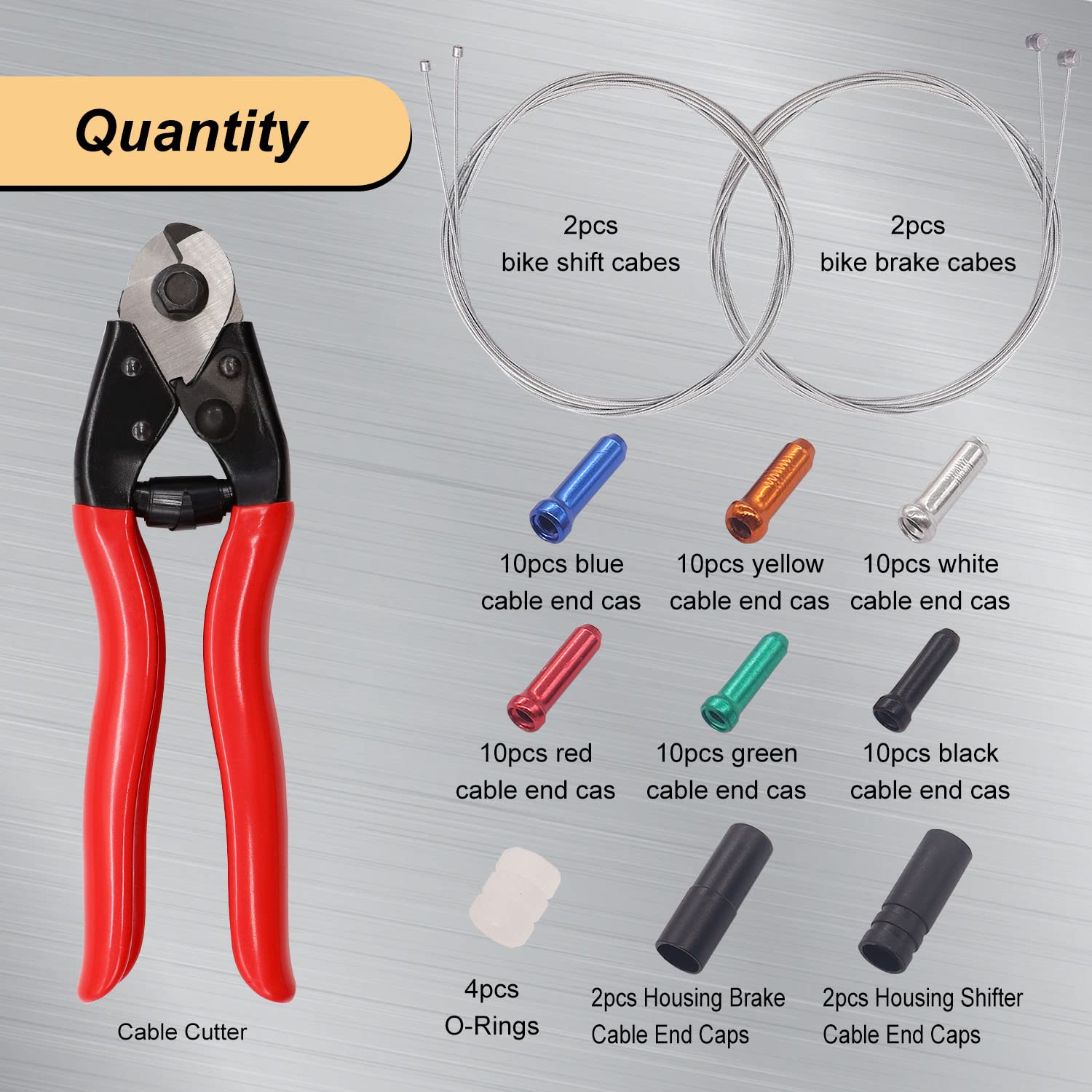 73Pcs Bicycle Brake & Shifter Cable Kit with Cable Cutter, End Caps & O-Rings - Stainless Steel Wire Cutter Set for Mountain & Road Bikes - Perfect for Bike Maintenance & Repair