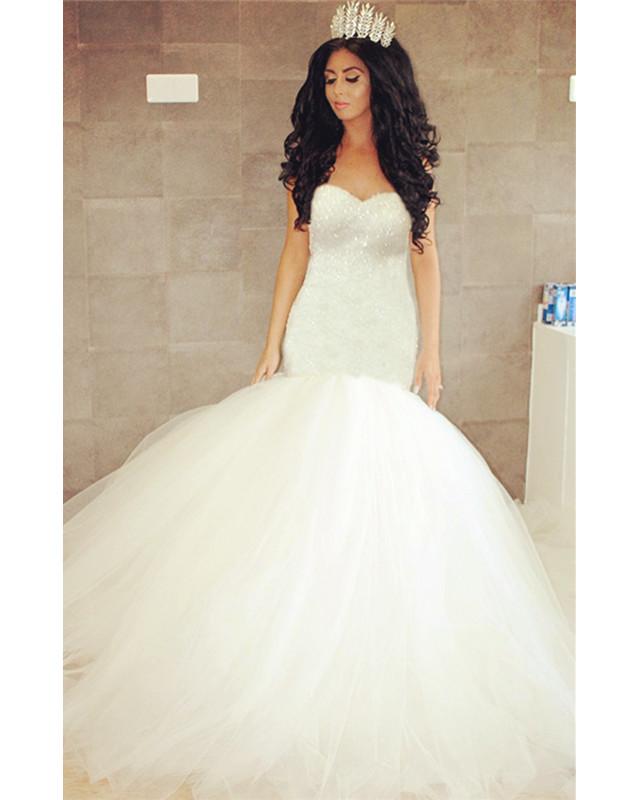 Sparkling Sequin Beaded Sweetheart Mermaid Wedding Dress – Elegant Bridal Gown for Beach, Church & Formal Ceremonies