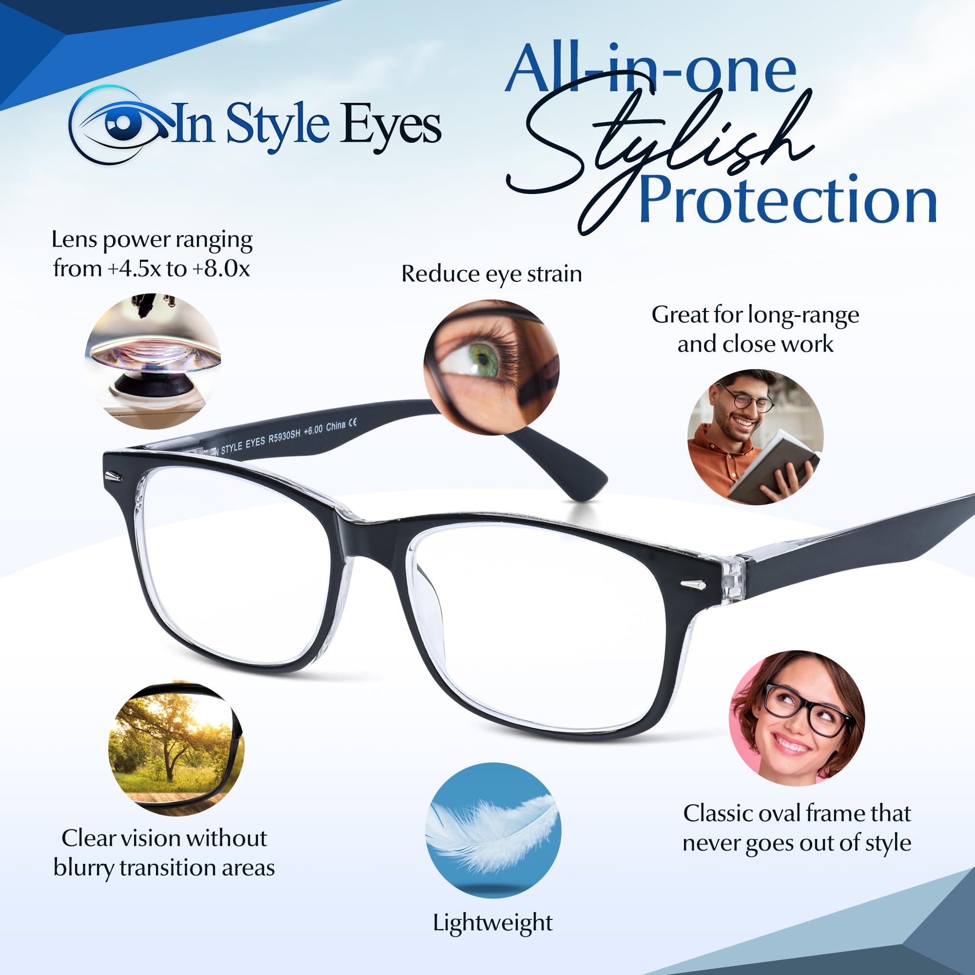 Super Strong High Magnification Reading Glasses for Women & Men - Non-Polarized Lens - Perfect for Reading Books, Crafts & Close Work