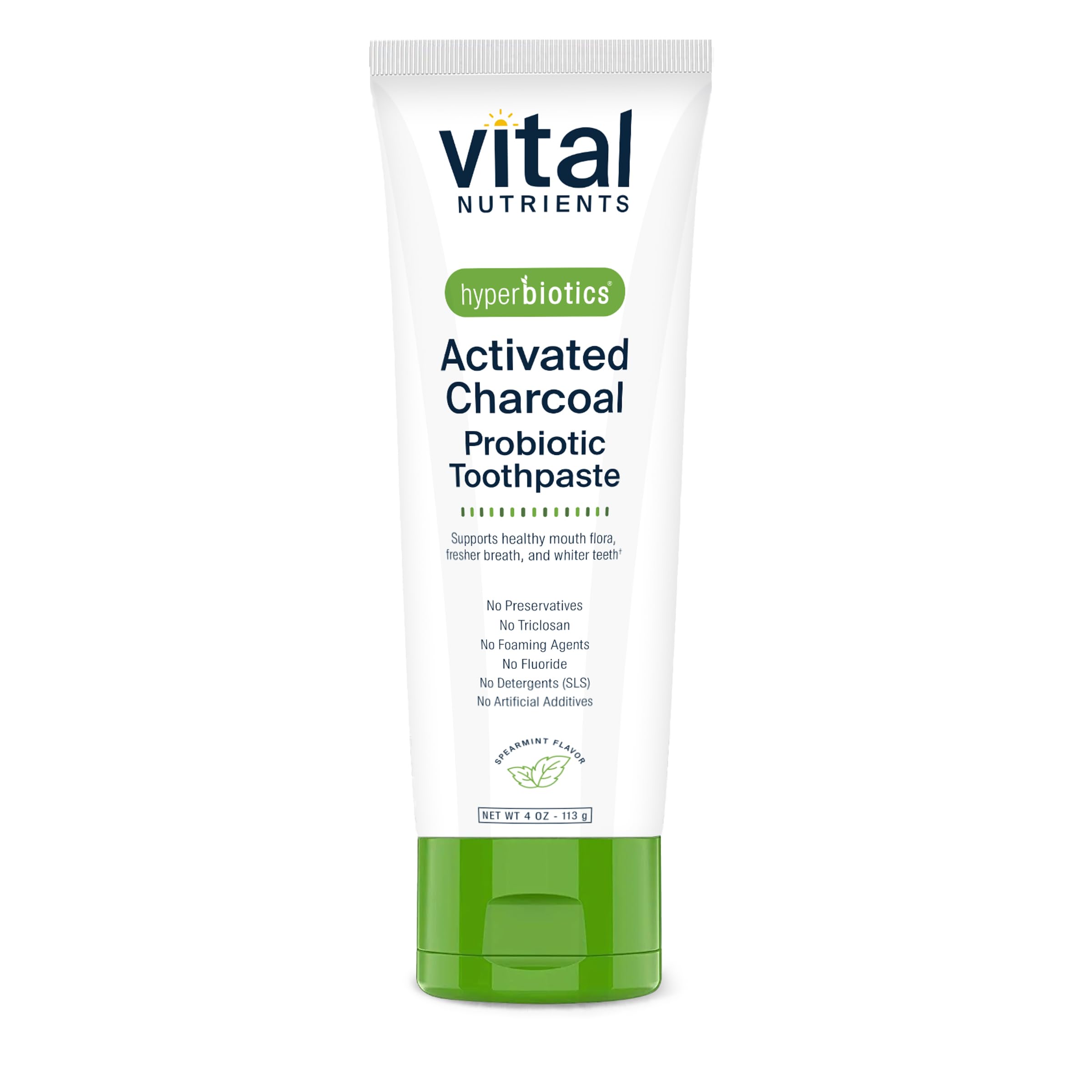 Vital Nutrients Hyperbiotics Activated Charcoal Probiotic Toothpaste - Fluoride Free with Oral Probiotics for Healthy Mouth Flora, Fresh Breath & Teeth Whitening | Vegan Formula (4 oz) | Ideal for Daily Oral Care & Natural Whitening Routine