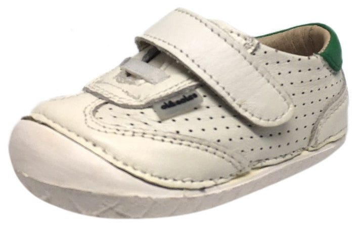 Old Soles Spirit Pave Green Perforated Leather Hook & Loop Walker Sneakers for Boys & Girls - Comfortable Baby Shoes for Walking, Playtime & Everyday Wear