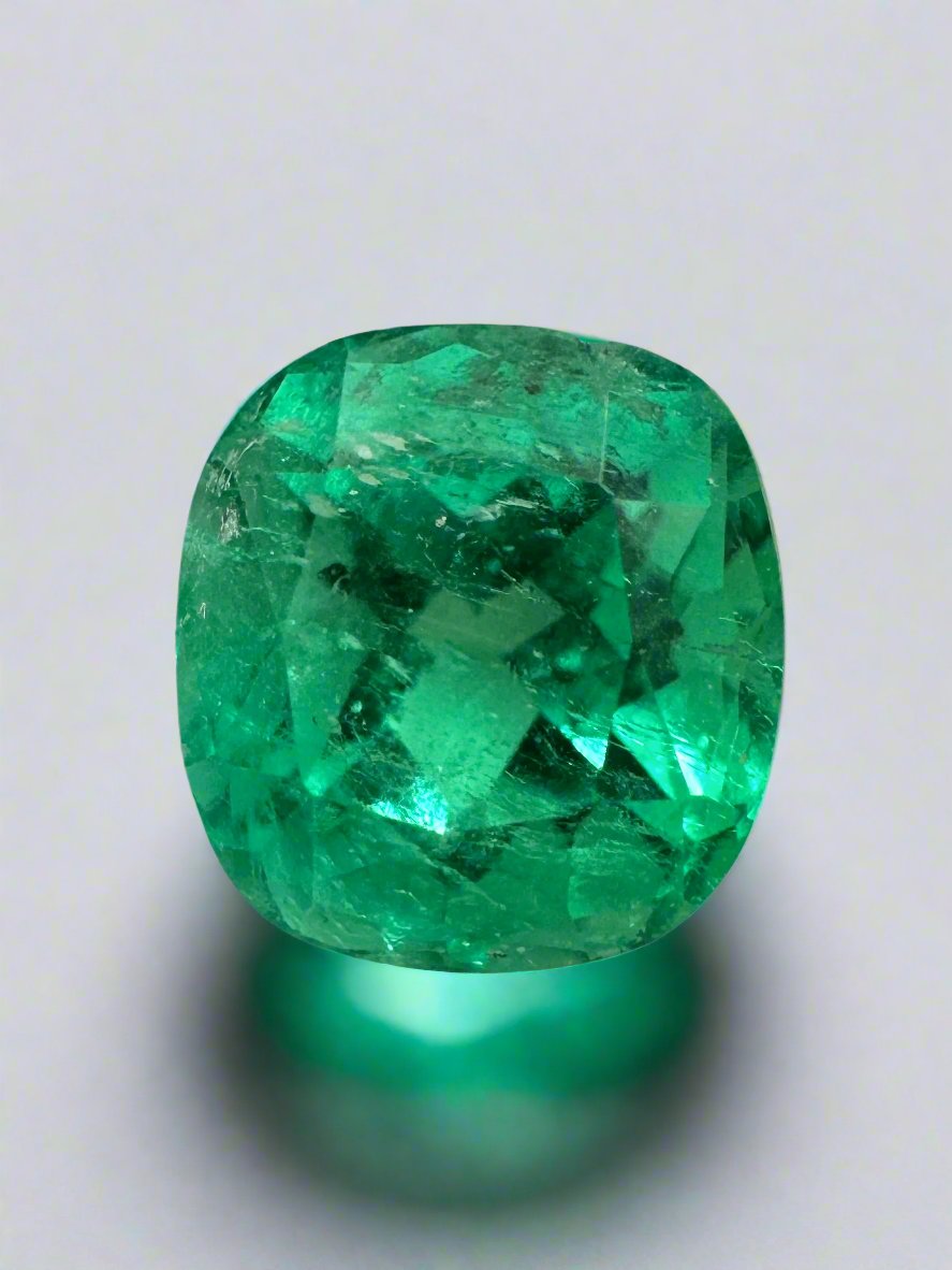 2.13 Carat 8x7.5mm Muzo Green Natural Colombian Loose Emerald Cushion Cut Gemstone for Jewelry Making, Engagement Rings & Luxury Gifts