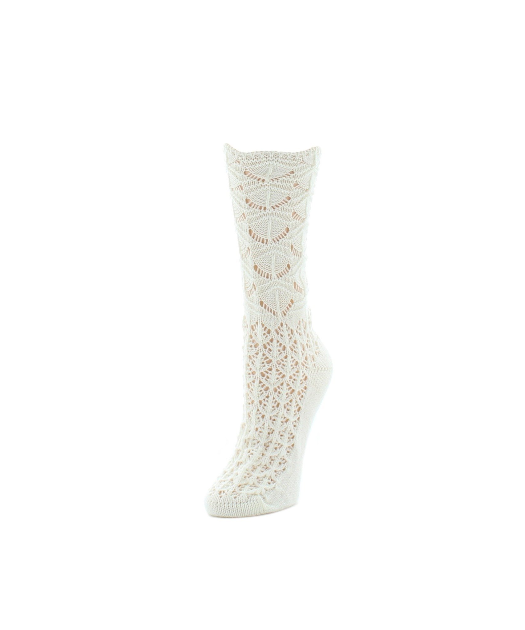 MeMoi Women's Chunky Knit Open Wave Design Crew Socks - Cozy Winter Socks for Casual Wear, Home Lounging & Cold Weather Outfits