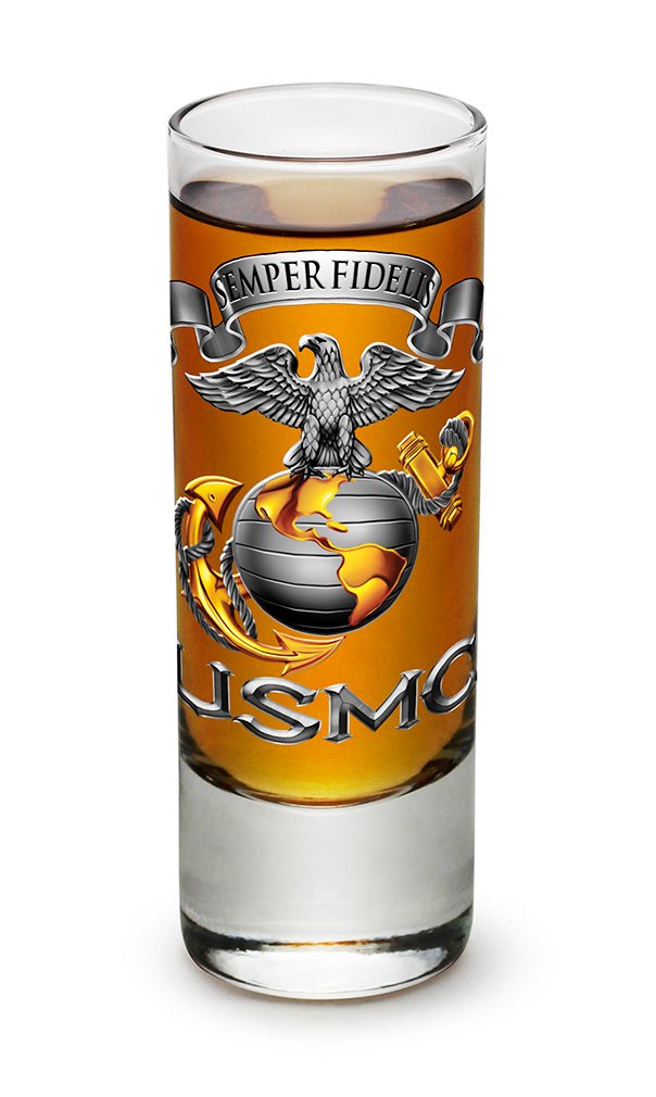 US Marine Corps Shot Glasses Set of 12 (2 Oz) - Semper Fidelis Logo Drinking Glasses for Men & Women | Perfect for Military Gifts, Parties & Home Bar Decor