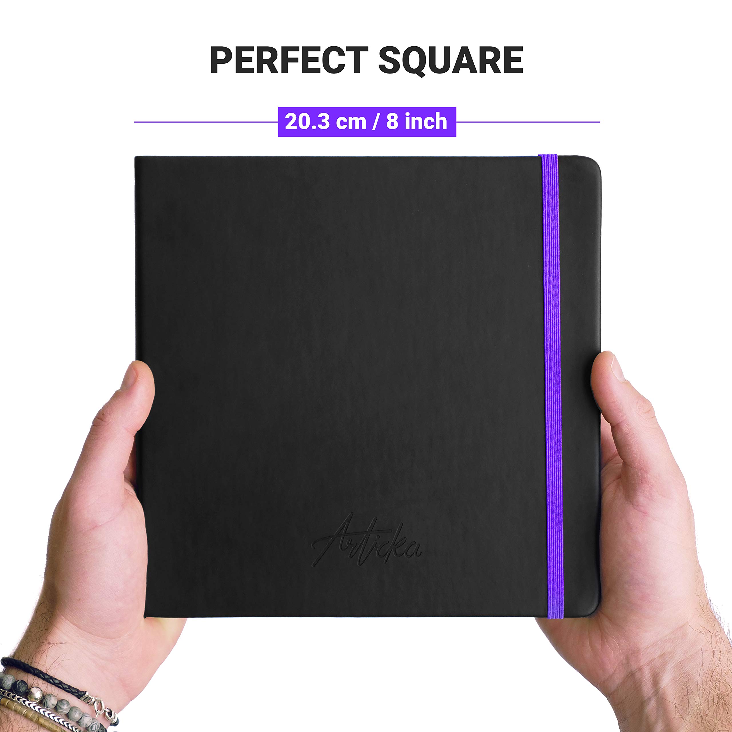 Articka 8x8 Inch Square Sketchbook - 120 Page Hardcover Drawing Journal with 180GSM Thick Paper & Elastic Closure - Perfect for Artists, Students & Travel Sketching - Ideal Gift for Sketching, Doodling & Mixed Media Art
