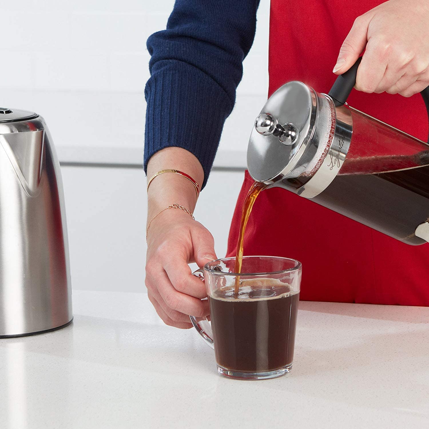 LAGOSTINA 8 Cup French Press Coffee Maker - Stainless Steel Coffee Press with Blemished Packaging & Full Warranty (Model L510200201) - Perfect for Home, Office & Camping Brewing