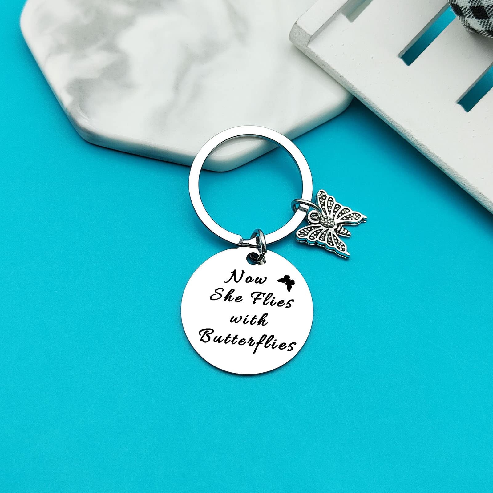 Butterfly Memorial Keychain - Sympathy Gift for Loss of Loved Ones - In Memory of Mom, Grandma, Wife, Sister, Daughter or Friend - Comforting Remembrance Gift for Grieving & Healing - Perfect for Funerals, Memorials & Keepsakes