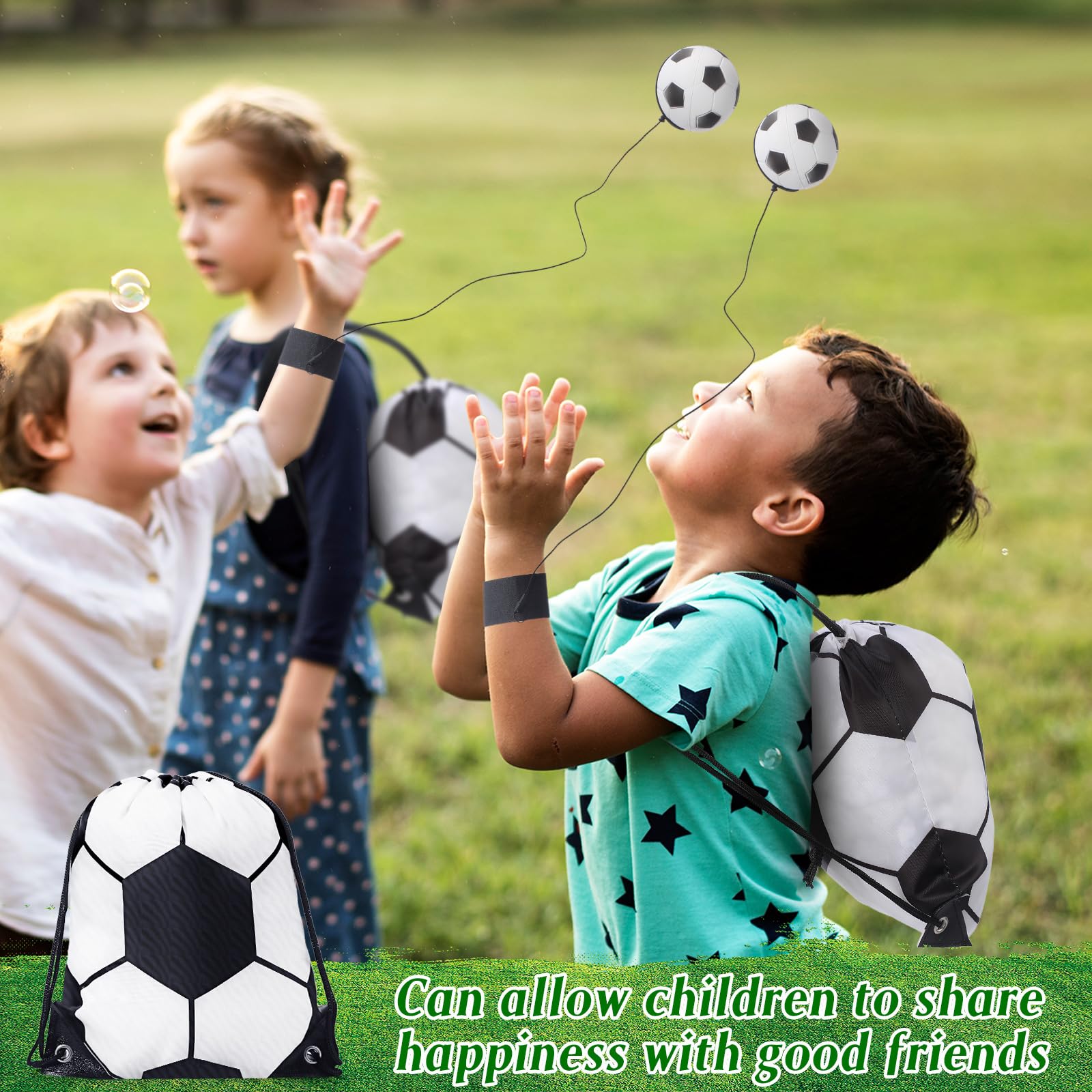 12 Pcs Drawstring Backpacks - Sports Party Favors for Kids (Soccer) - Perfect for Gifts & Events