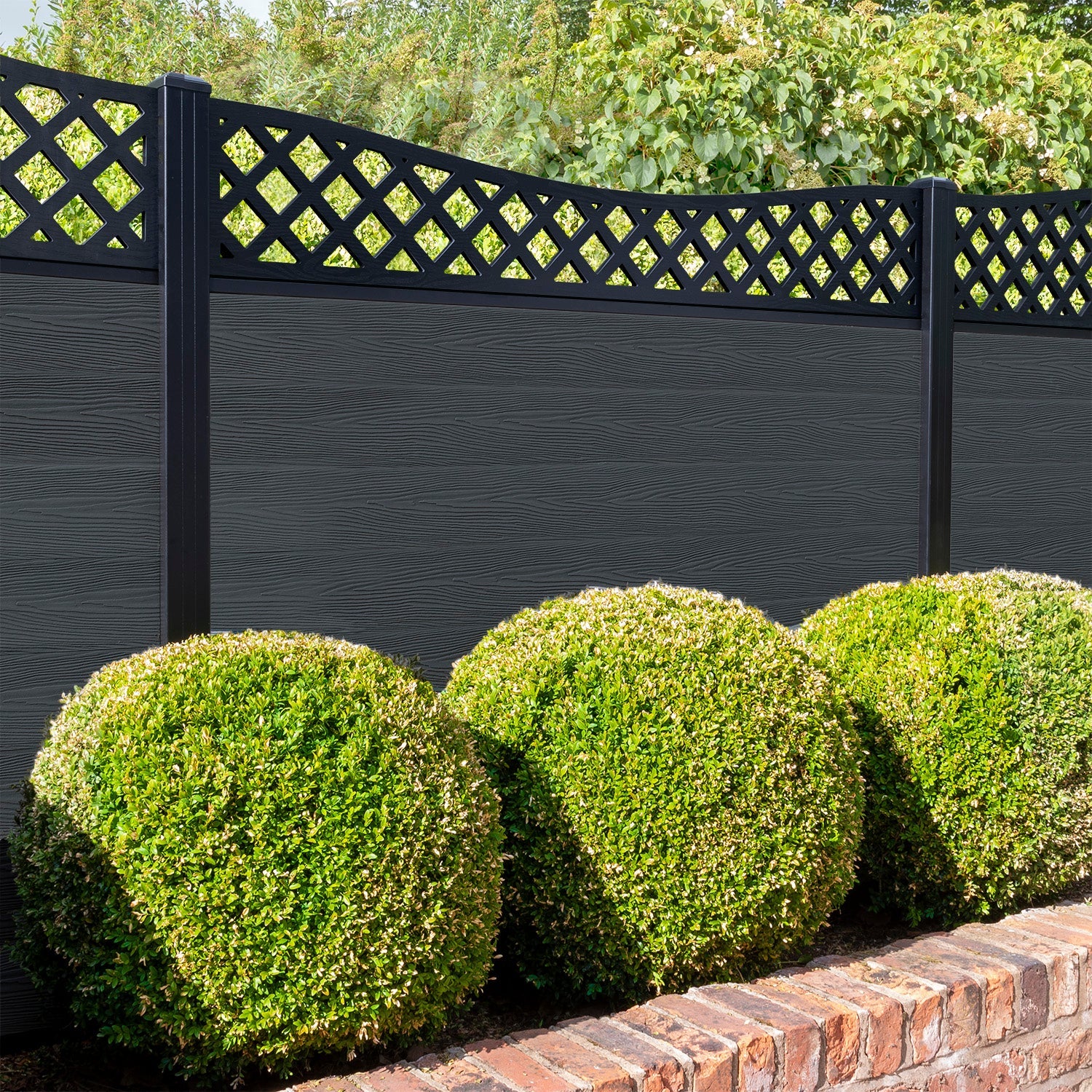 Classic Low Wave Fence Panel - Dark Grey Aluminum Privacy Fence with Sturdy Posts | Perfect for Backyard, Garden, and Property Boundary Security