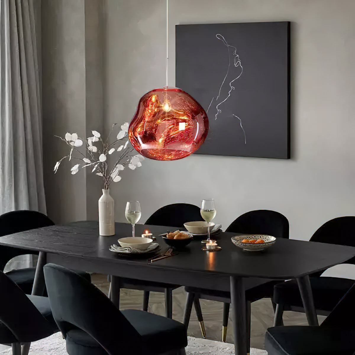 Lava Pendant Light Fixture - Modern Volcanic Glass Ceiling Lamp for Dining Room, Kitchen Island & Bedroom Lighting Decor