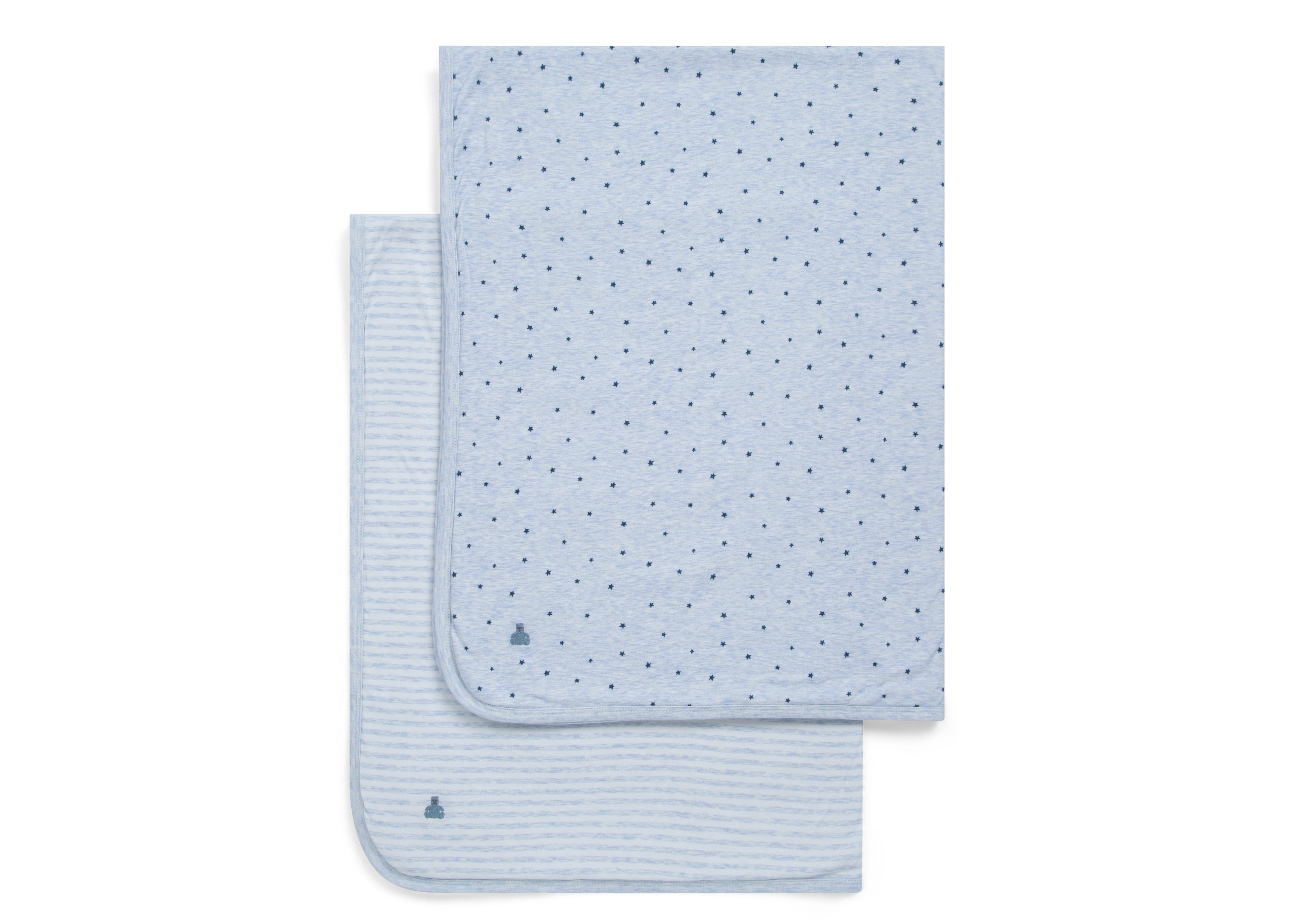 Organic Baby Blankets 2 Pack - 100% Cotton Reversible Soft & Breathable for Newborns - Perfect for Nursery, Swaddling & Stroller Use