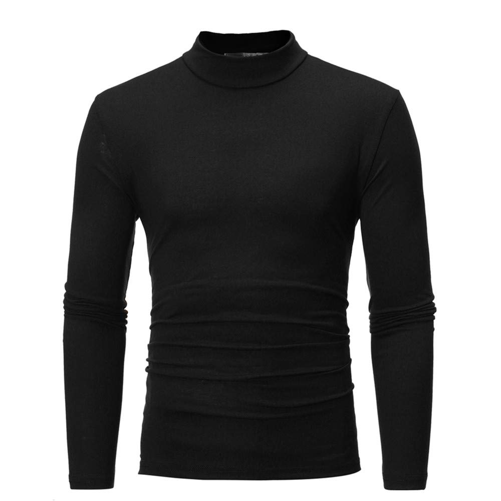 Men's Long Sleeve Turtleneck T-Shirt - Warm Winter Thermal Top for Men - Casual Plain Shirt for Office, Dating & Outdoor Activities