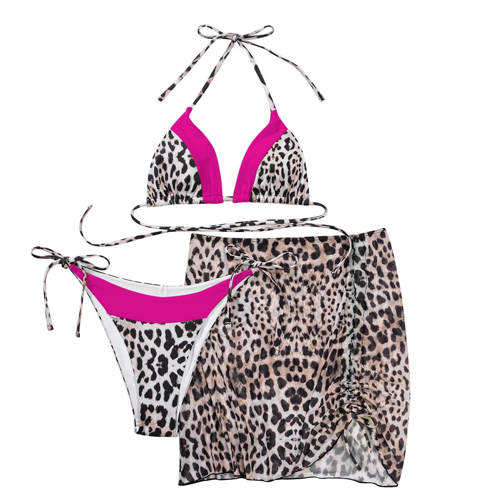 Women's 3 Piece Leopard Print Bikini Set - Sexy Modest Swimwear for Beach, Pool & Vacation | Anime Inspired Swimsuits for Summer & Tropical Getaways