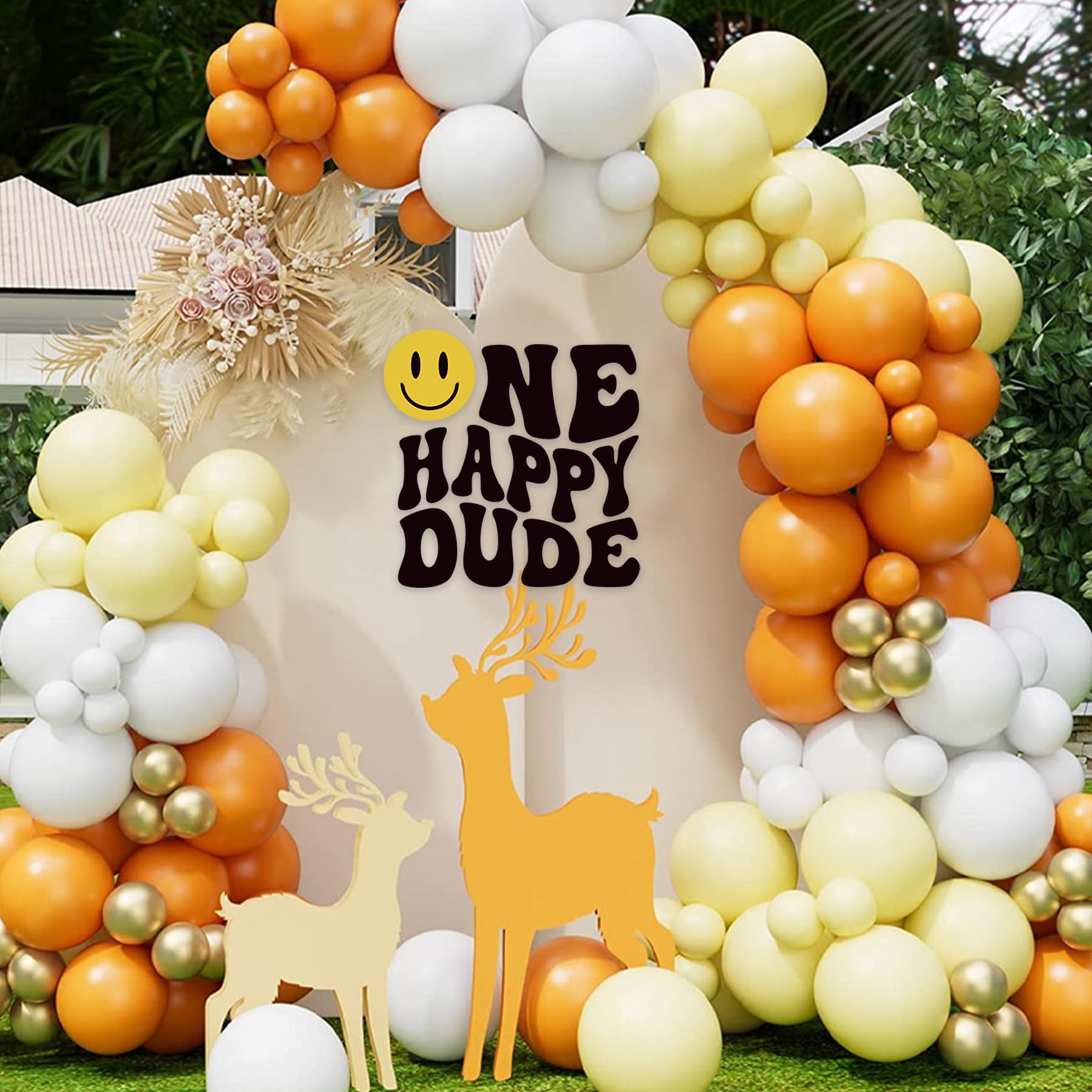 One Happy Dude Decal - 1st Birthday Party Decorations for Boys | Peel & Stick Smiley Face Stickers for Balloon Arches, Baby Showers & Nursery Wall Decor | Perfect for Birthday Backdrops, Cake Smash Photos & Milestone Celebrations