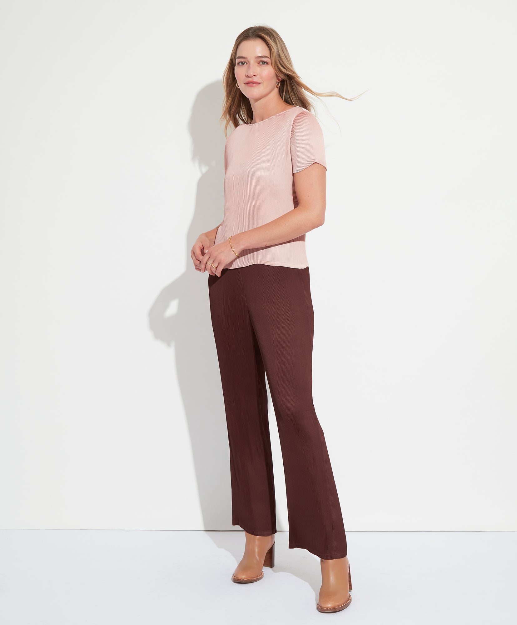 Plisse Pants for Women - High Waisted Wide Leg Palazzo Trousers - Comfortable & Stylish for Work, Office, and Casual Outfits