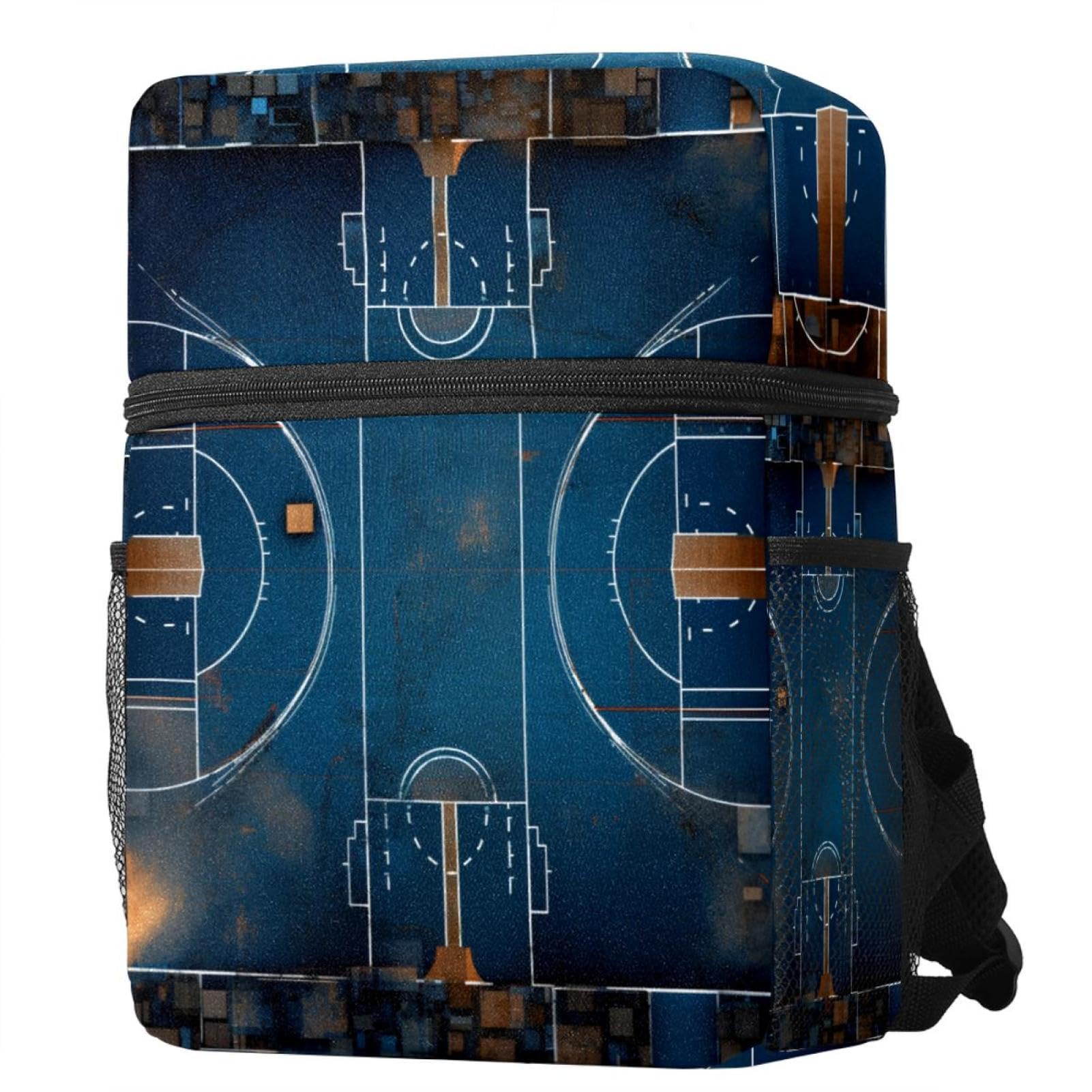Stylish Travel Backpacks for Women & Men - Durable Basketball Court Design Backpack for School, Gym, Work & Outdoor Adventures