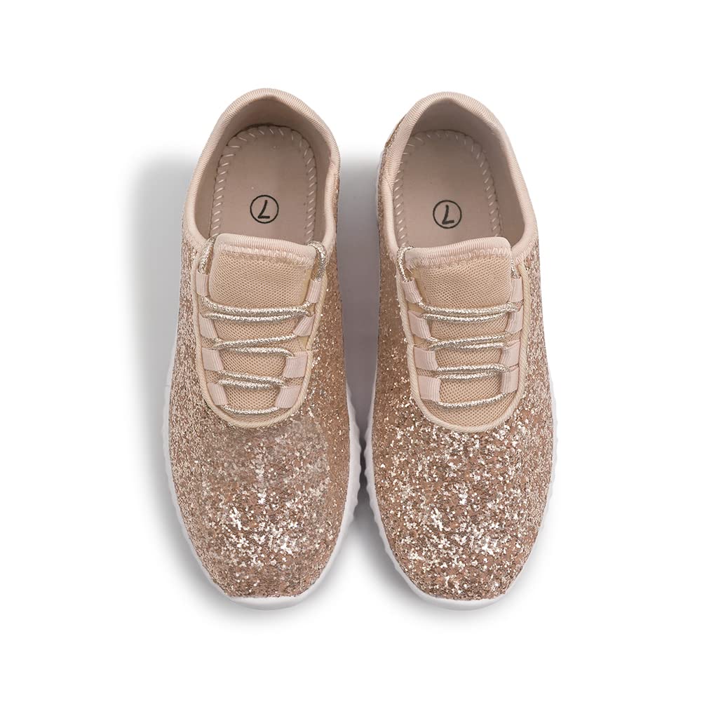 K KIP WOK Women's Fashion Glitter Sneakers - Slip On Running Shoes, Lightweight Tennis Walking Shoes for Women - Perfect for Gym, Workout, Casual Wear & Daily Activities