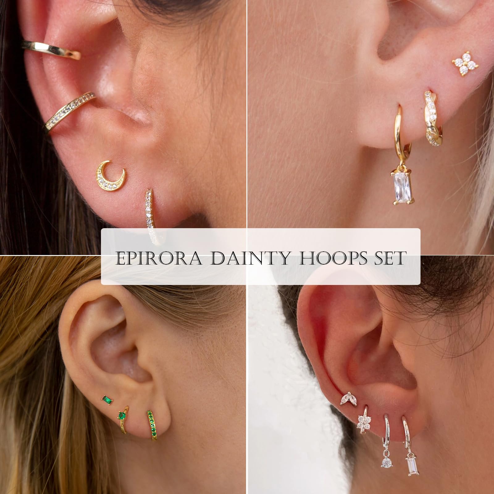 Sterling Silver Hoop Earrings for Women - 3 Pairs Small Huggie Hoop Earrings Set in Silver & Gold | Hypoallergenic Cubic Zirconia Drop Dangle Cartilage Earrings | Perfect for Everyday Wear, Parties & Gifts for Girls