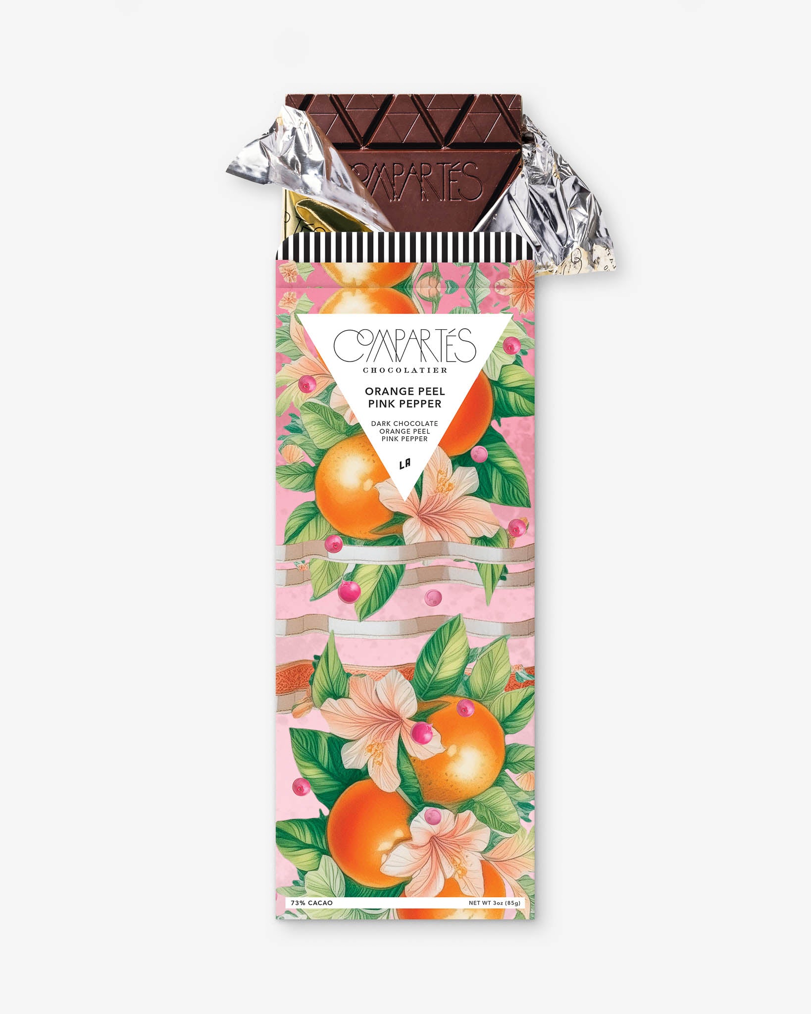 Organic Vegan Dark Chocolate Bar with Orange Peel & Pink Pepper - Perfect for Gifts, Desserts & Healthy Snacking