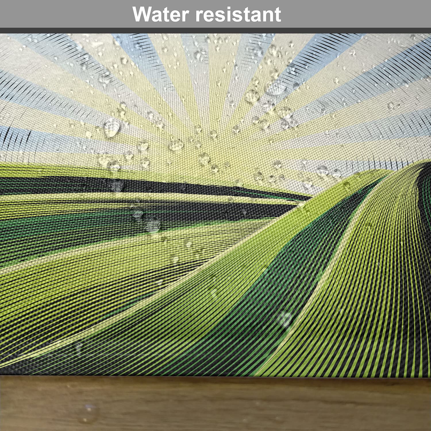 Ambesonne Psychedelic Place Mats Set of 4 - Vibrant Rolling Hills Sunrise Village Design - Washable Fabric Table Mats for Dining Room & Kitchen Decor in Green, Blue & Pale Yellow - Perfect for Boho, Farmhouse & Modern Home Decor