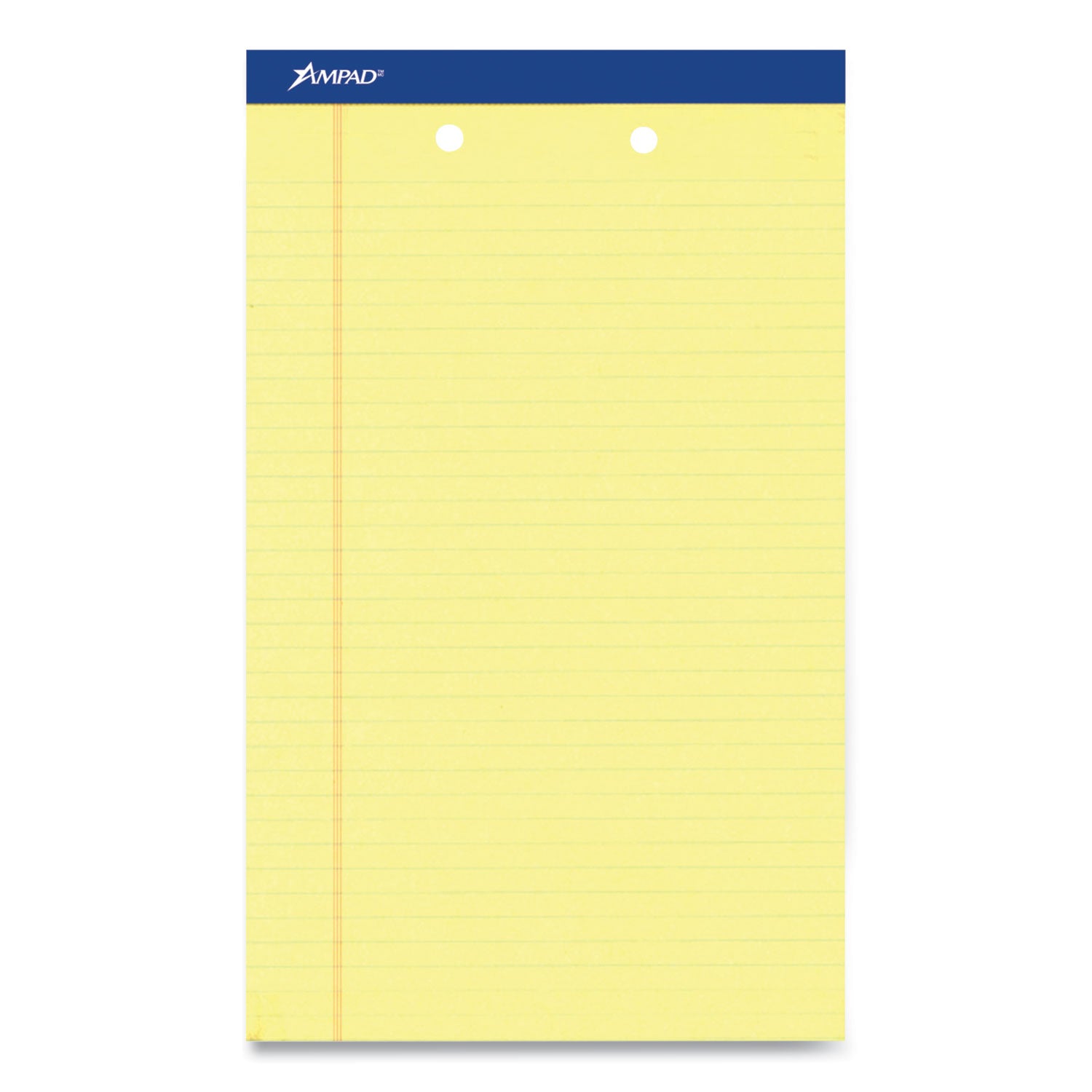 Ampad® Perforated Writing Pads - Wide/Legal Rule, 50 Canary Yellow 8.5