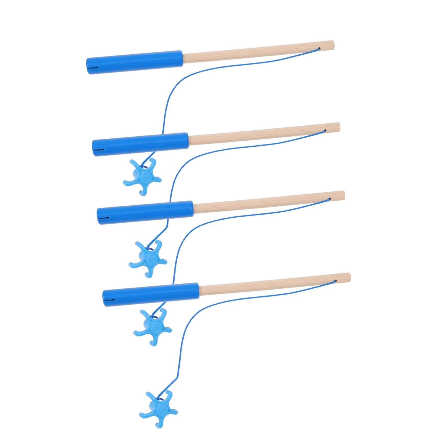 BRIGHTFUFU 4-Piece Kids Magnetic Fishing Game Set - Wooden Puzzle Toy with Fishing Poles & Sticks for Toddlers - Fun Indoor/Outdoor Educational Activity for Boys and Girls
