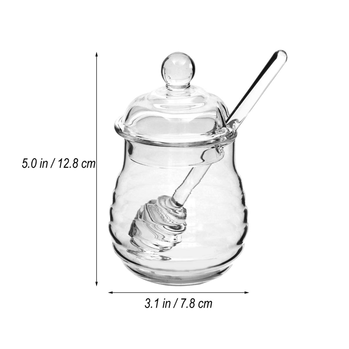 Premium Glass Honey Jar with Wooden Lid & Dipper – Clear Honey Pot for Bee Honey, Syrup, Jam – Airtight Dispenser Container for Kitchen, Pantry, Coffee & Tea Station