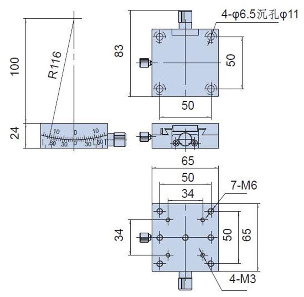 Precision Manual Angle Adjustment Table with Worm Gear Structure - Optical Positioning Sliding Platform for Laboratory & DIY Projects
