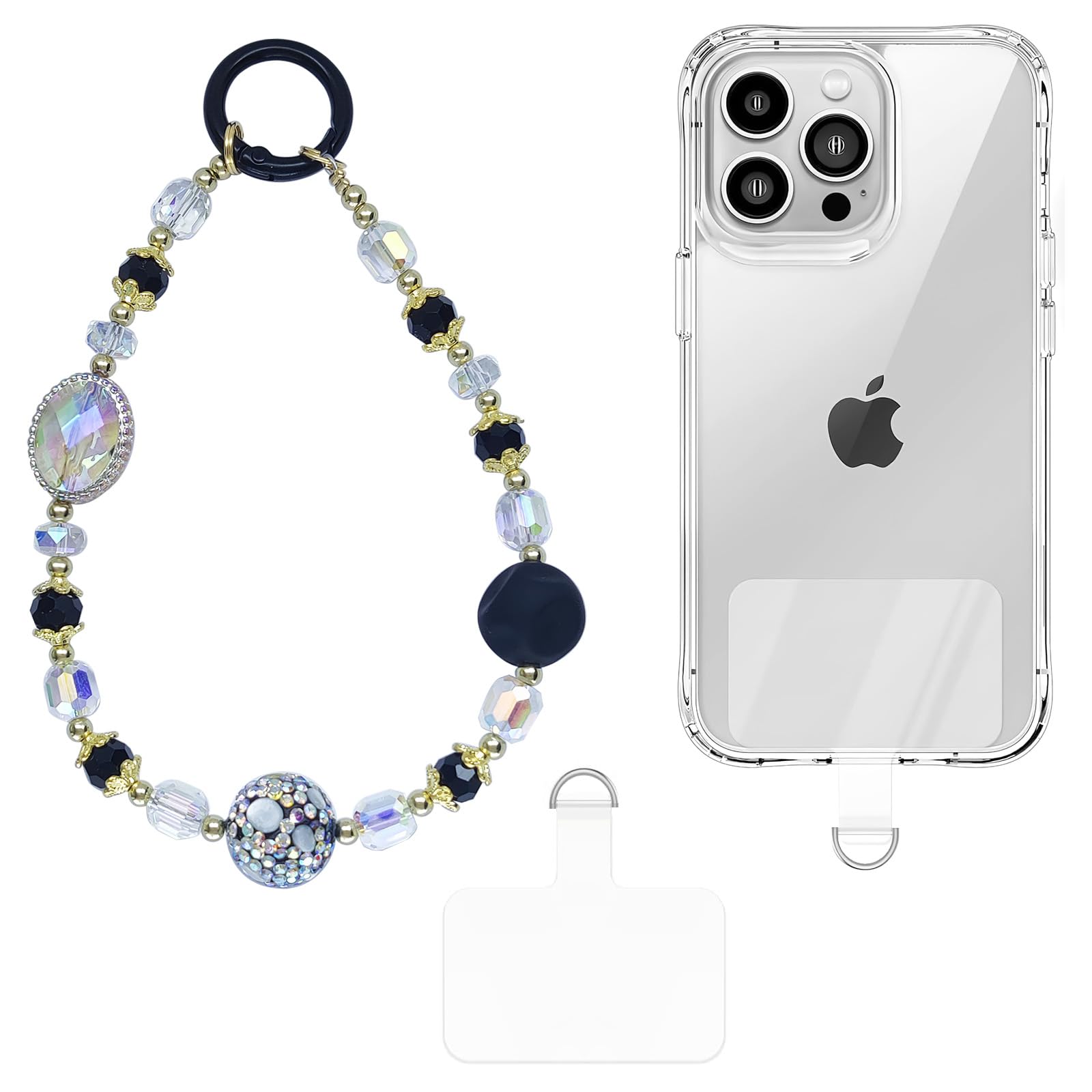 Anti-Loss Phone Wrist Strap with Pearl Beads - Double Chain Phone Lanyard for Smartphones, Keys, Wallet & Camera (Perfect for Travel, Shopping & Outdoor Activities)