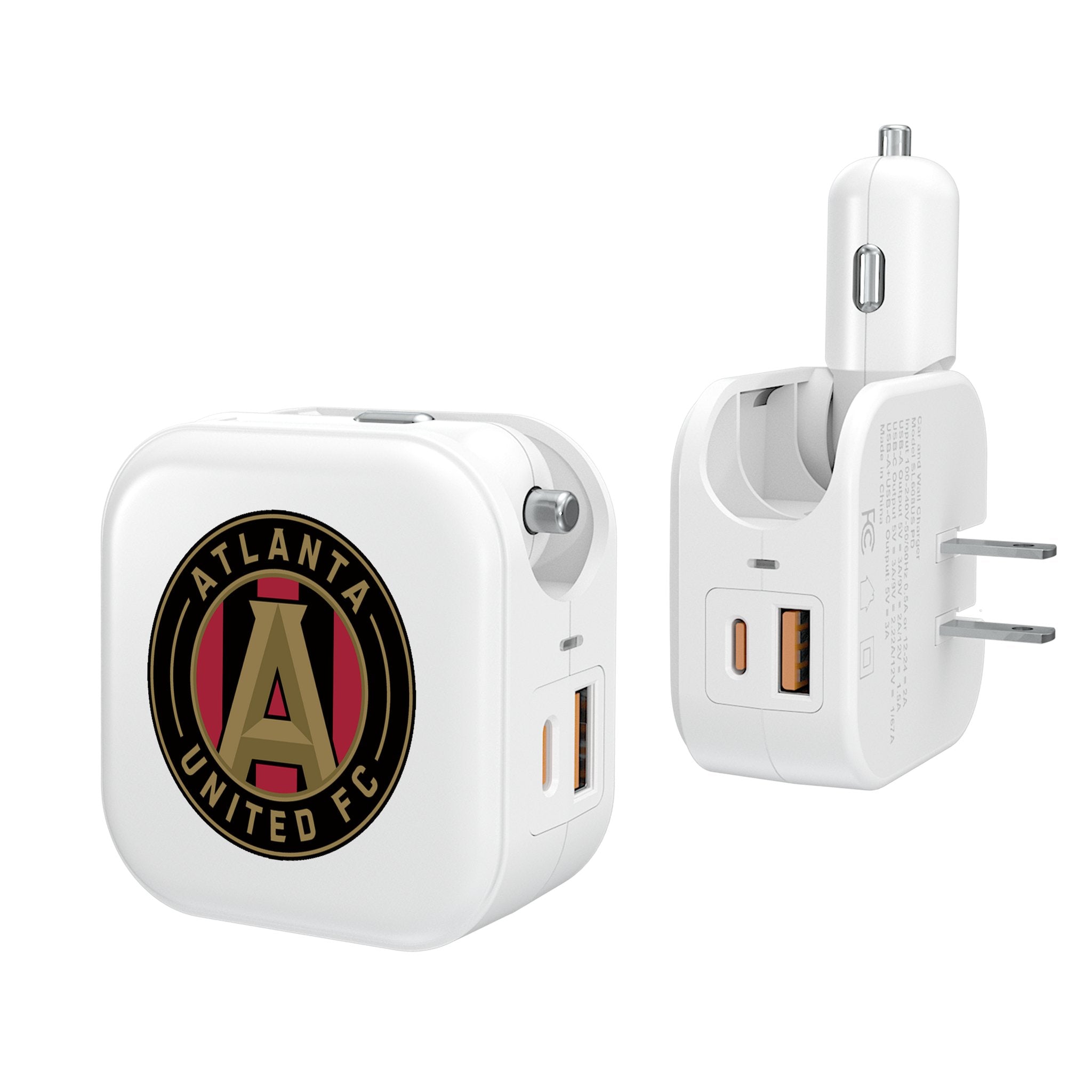 Atlanta United FC Insignia 2-in-1 USB Charger - Fast Charging Dual Port Car Adapter for iPhone & Android - Perfect for Road Trips & Commuting
