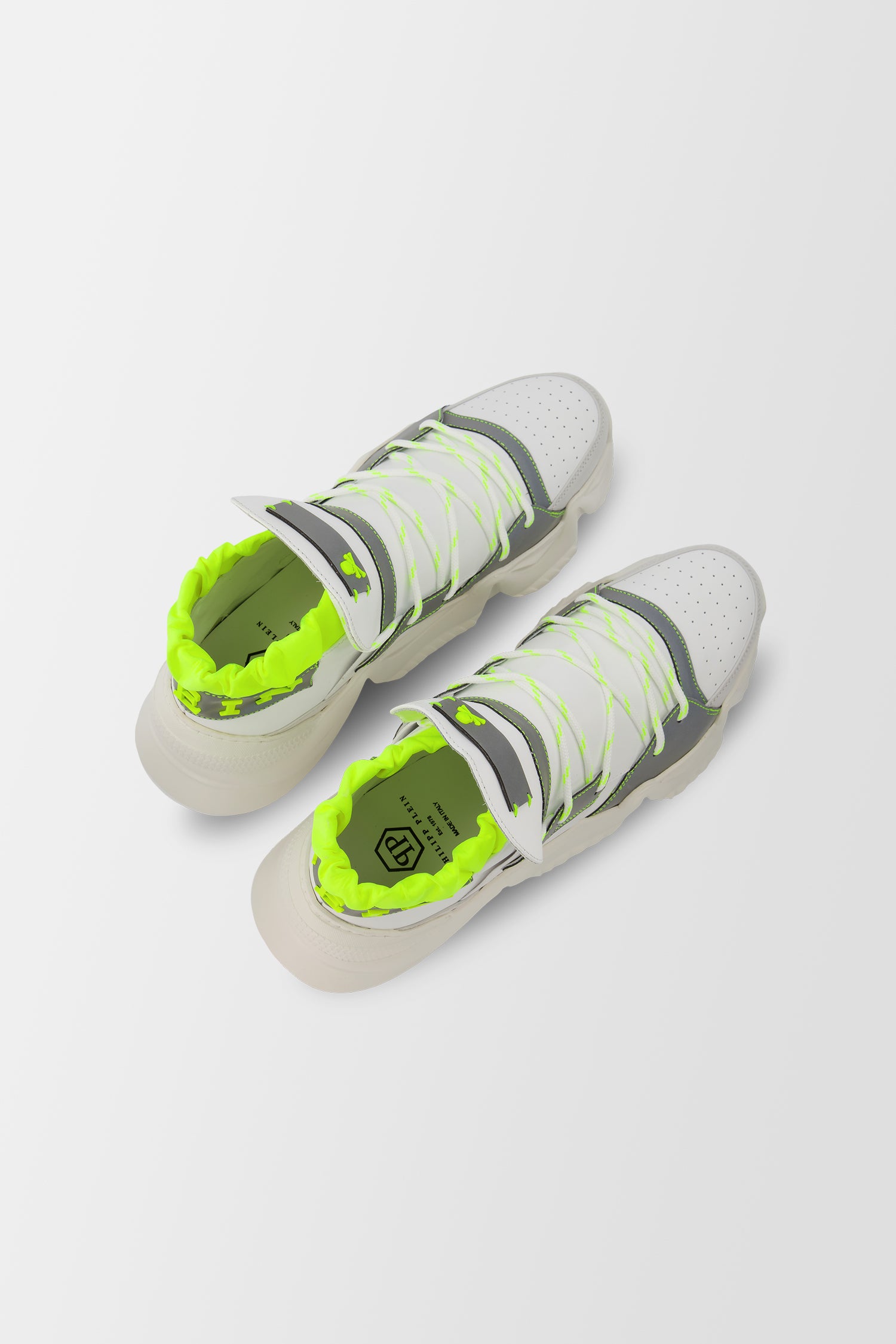 Philipp Plein White Monster Sneakers for Men - Stylish High-Top Designer Shoes for Casual Wear & Street Fashion | Perfect for Urban Outfits & Nightlife