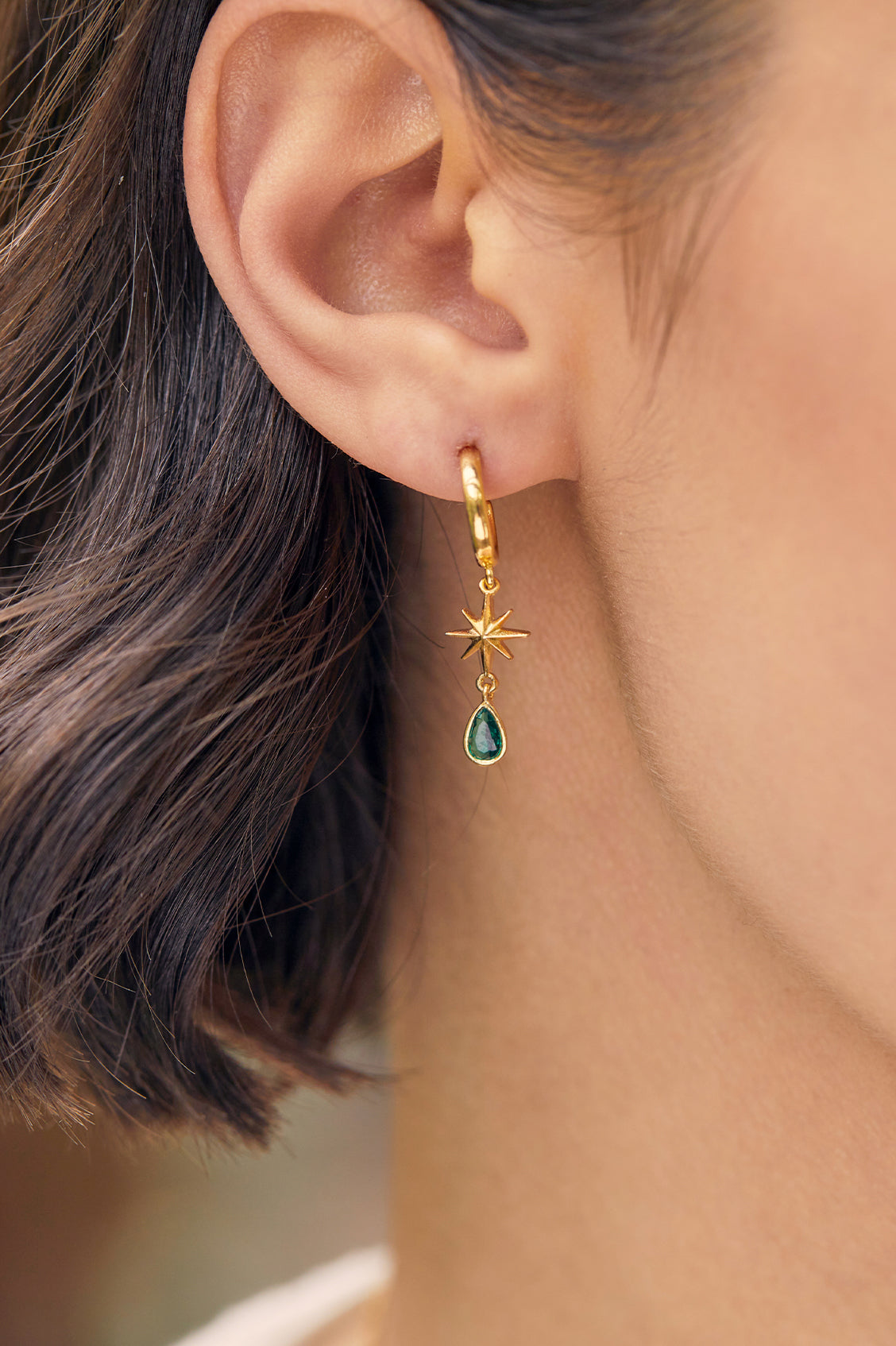 North Star CZ Hoop Earrings - Sparkling Cubic Zirconia Stud Earrings for Women | Perfect for Parties, Weddings & Everyday Elegance