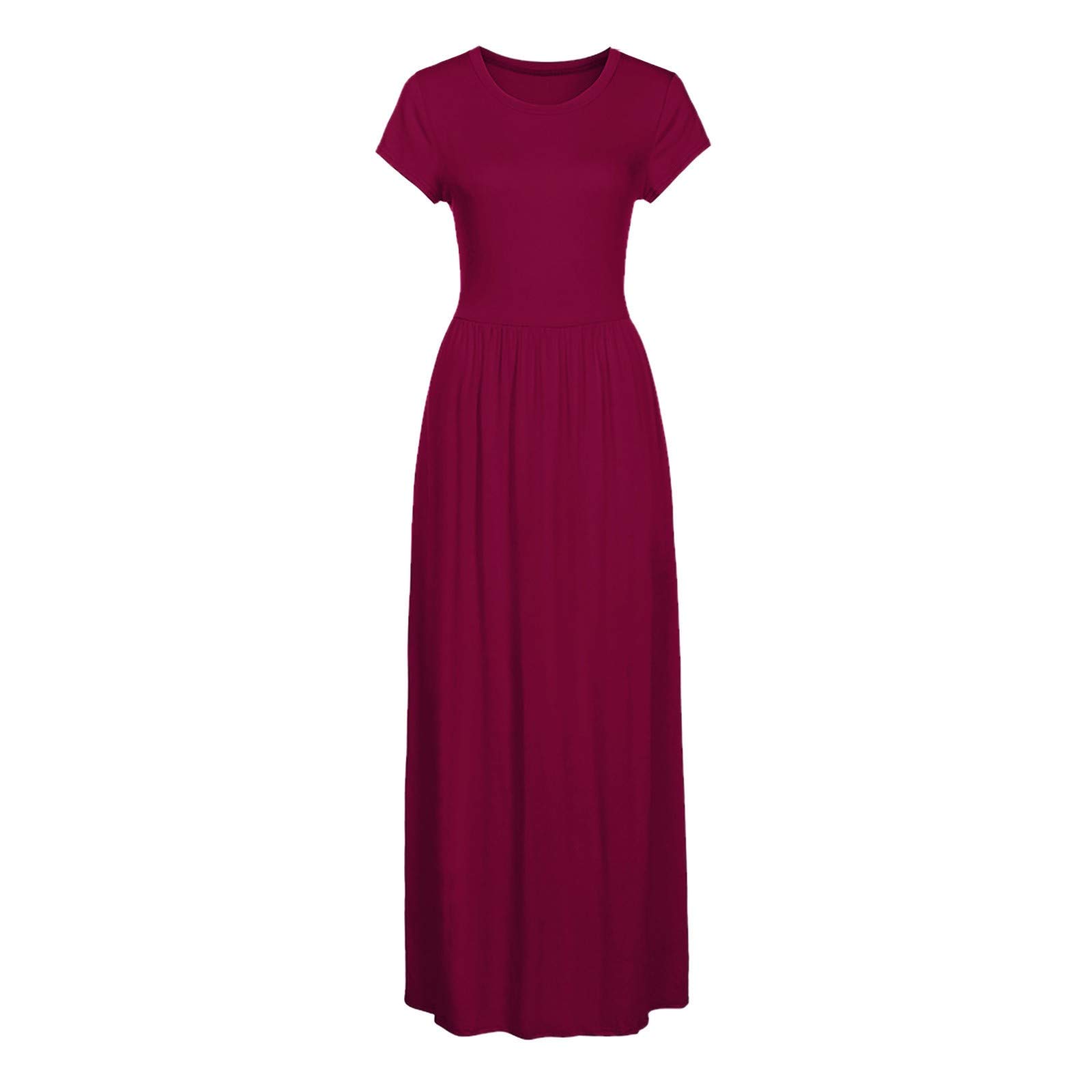 MOMKER Women's Casual Short Sleeve Loose Fit O-Neck Maxi Dress with Pockets - Perfect for Summer Outfits, Beach Wear, Party & Everyday Comfort