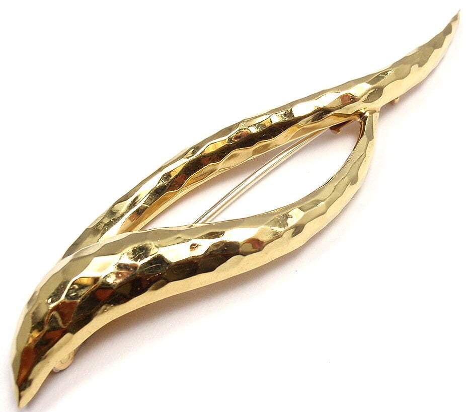Authentic Henry Dunay 18K Yellow Gold Abstract Pin Brooch - Vintage Luxury Jewelry for Women, Perfect for Formal Events & Collectors