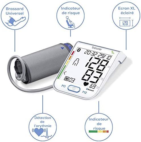 Beurer BM 77 Bluetooth Upper Arm Blood Pressure Monitor with Patented Rest Indicator - Wireless Smart BP Cuff for Adults & Pregnant Women - Track & Manage Hypertension at Home or On-the-Go