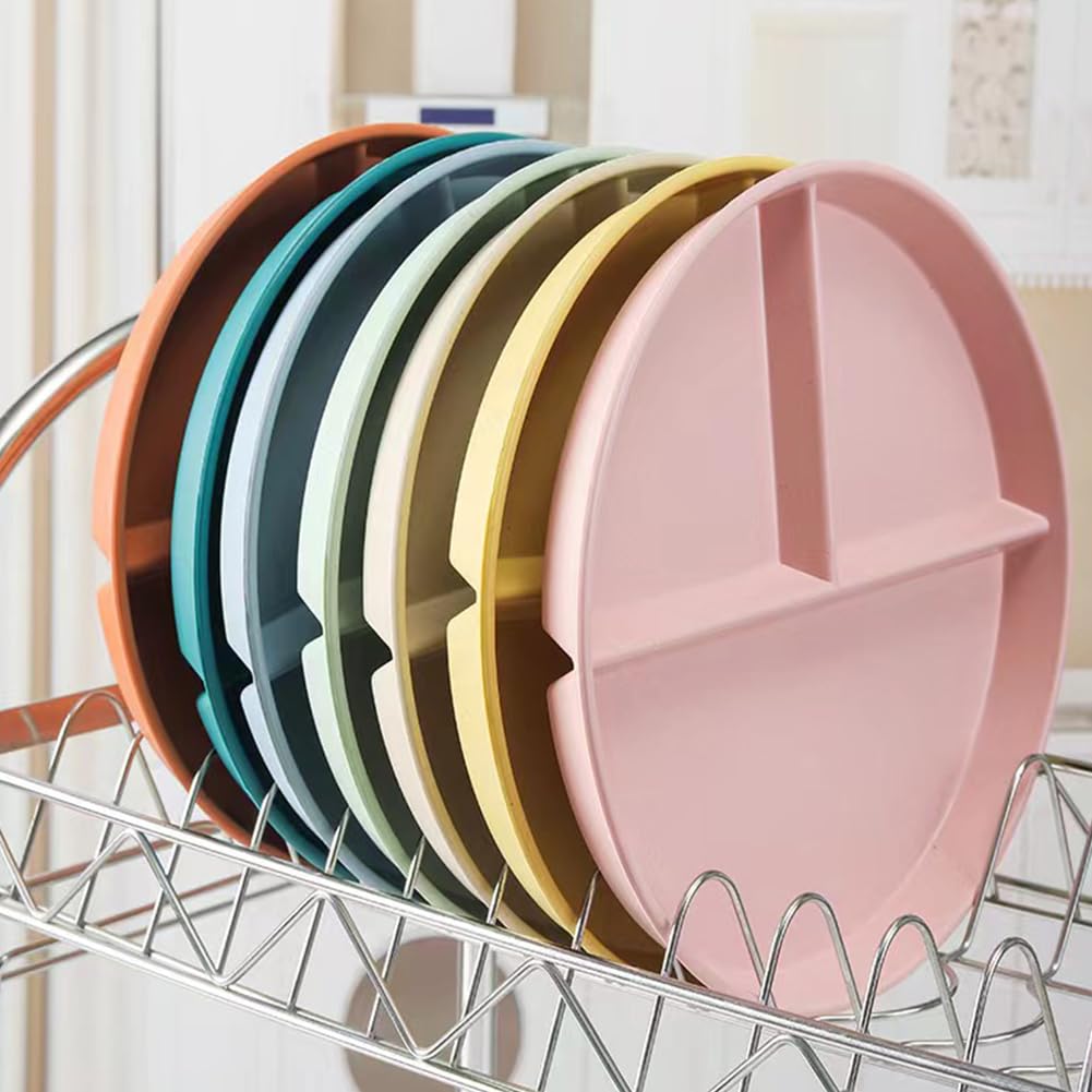 Unbreakable 5-Piece Divided Dinner Plate Set - 9 Inch BPA-Free Wheat Straw Portion Control Plates for Healthy Eating, Bariatric Diet & Kids | Microwave & Dishwasher Safe for Everyday Meals