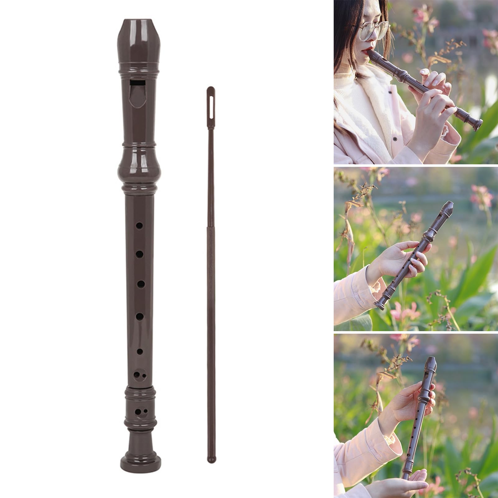 8 Hole Detachable Soprano Recorder Wooden Wind Flute - Perfect for Music Lessons, Beginners & Classroom Performances