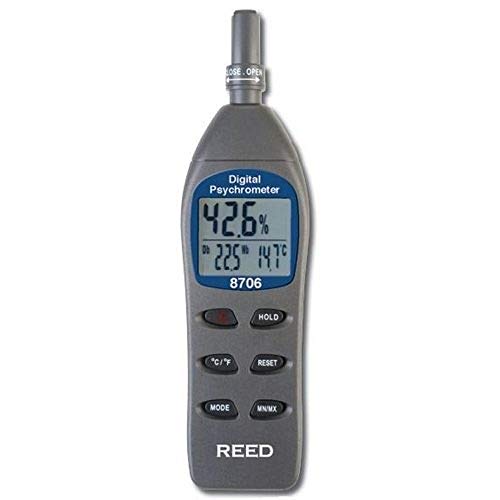 REED Instruments 8706 Digital Psychrometer - Accurate Wet Bulb, Dew Point, Temperature & Humidity Meter for HVAC, Industrial & Laboratory Use